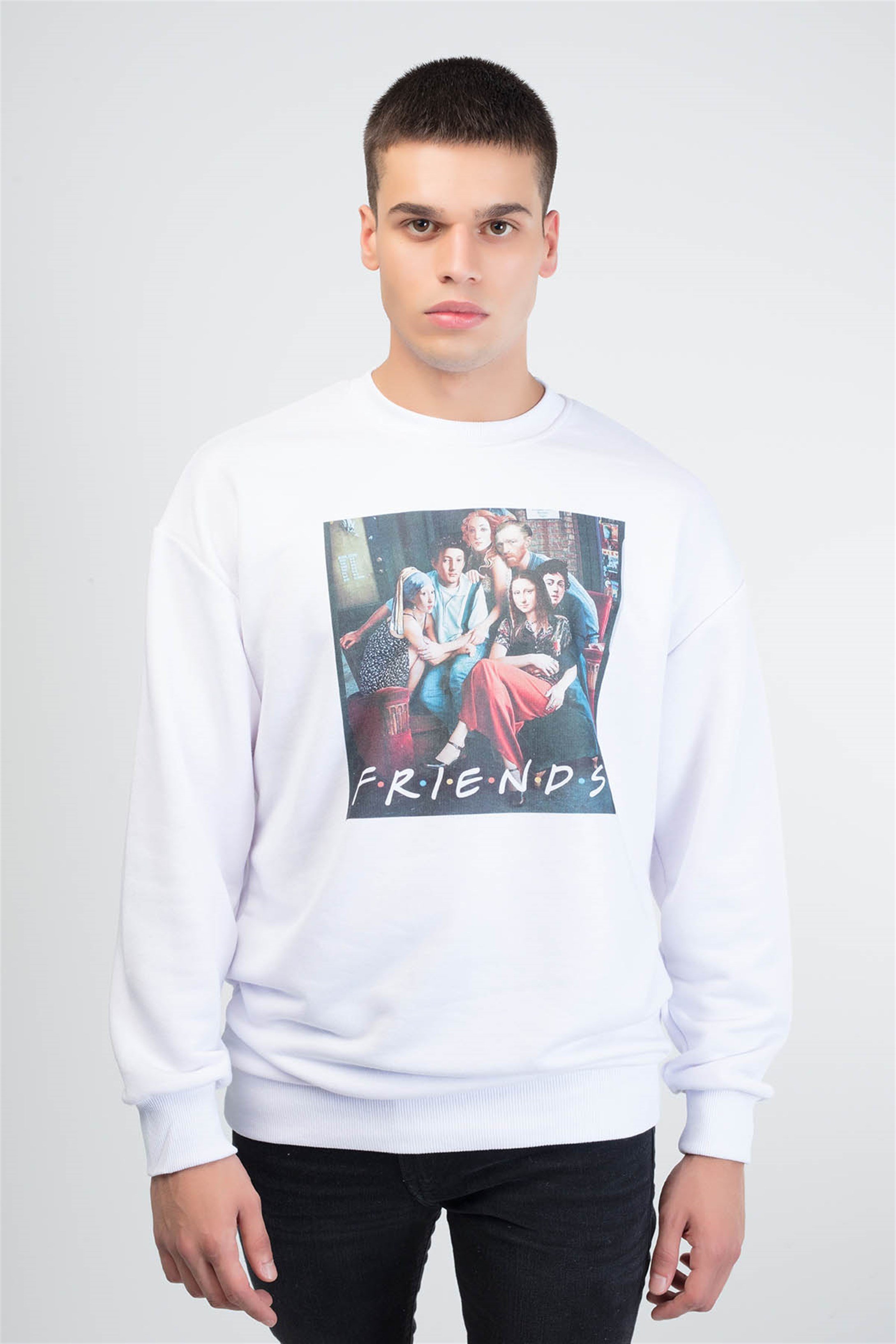 Trendiz Friends Yuvarlak Yaka Sweatshirt Beyaz 111133