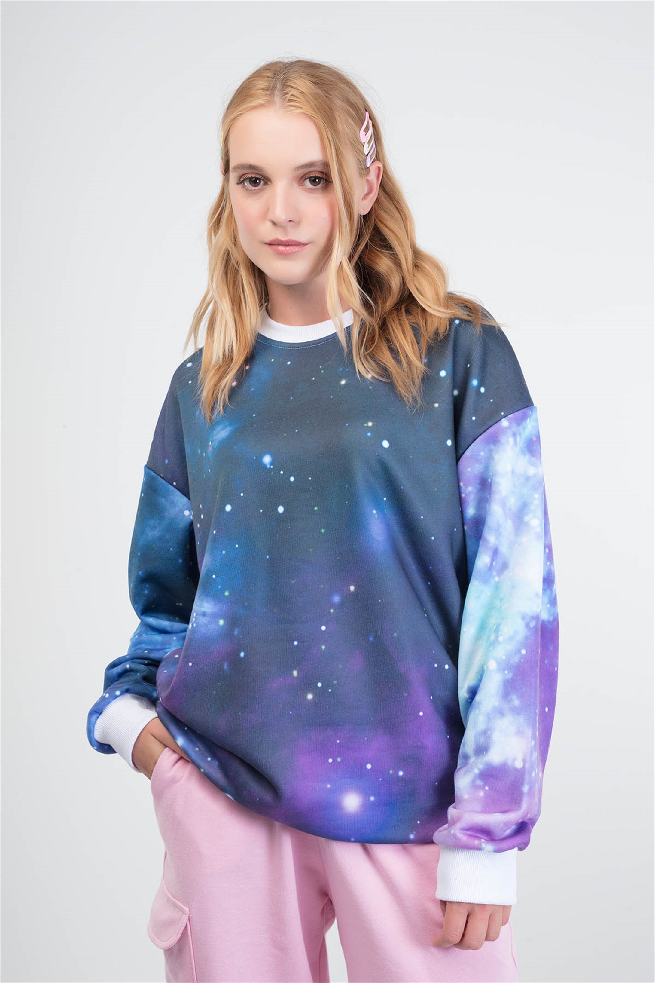 Trendiz Galaxi Unisex Yuvarlak Yaka Sweatshirt Beyz 131103