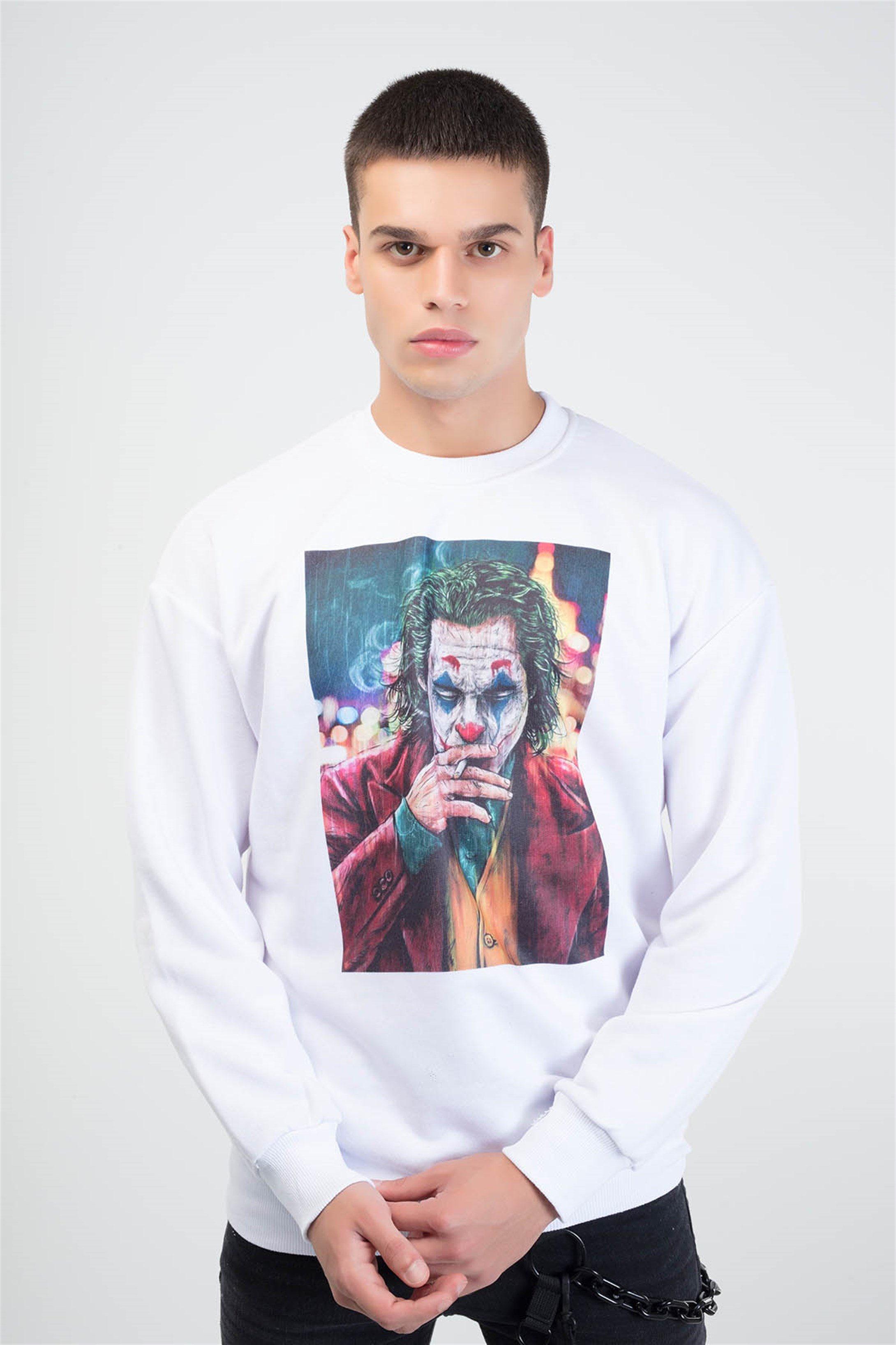 Trendiz Joker Yuvarlak Yaka Sweatshirt Beyaz 111114