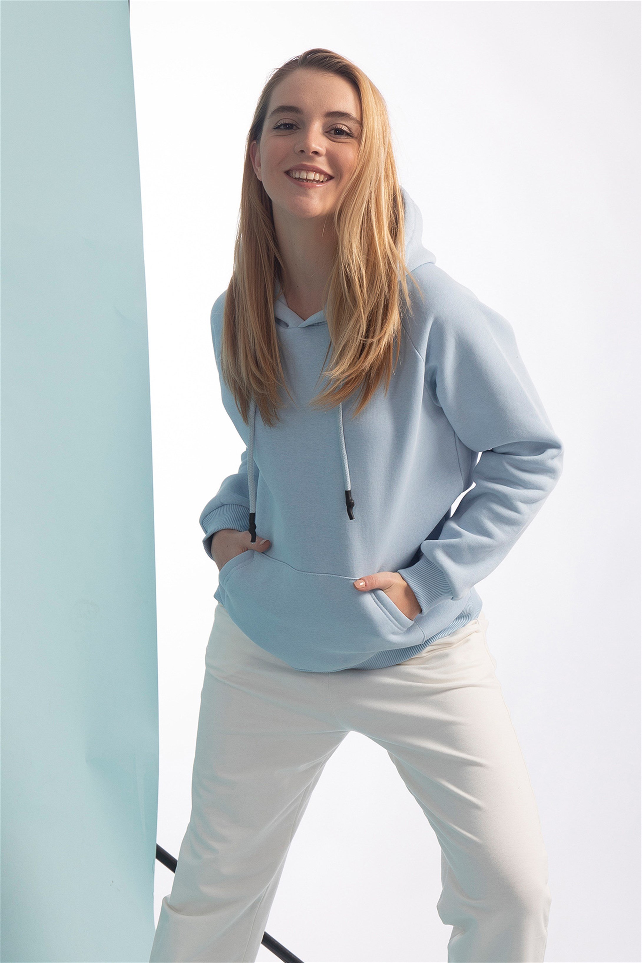 Trendiz Kadın Basic Sweatshirt Acık Mavi