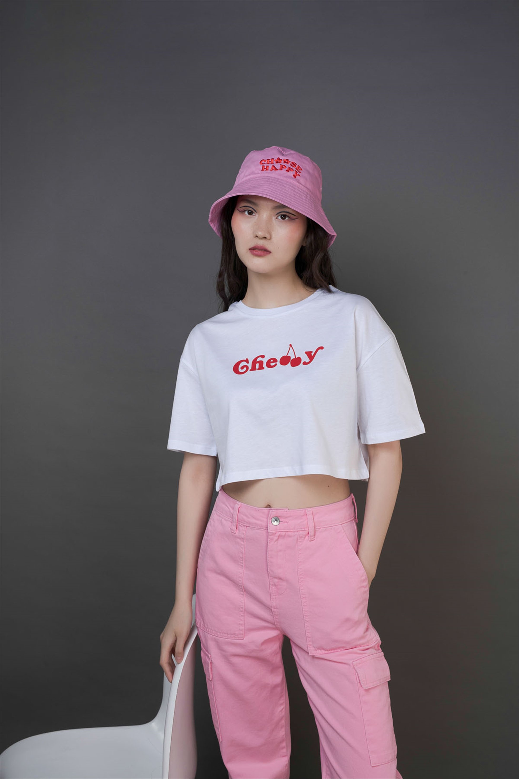 Trendiz Kadın Cherry Crop Beyaz