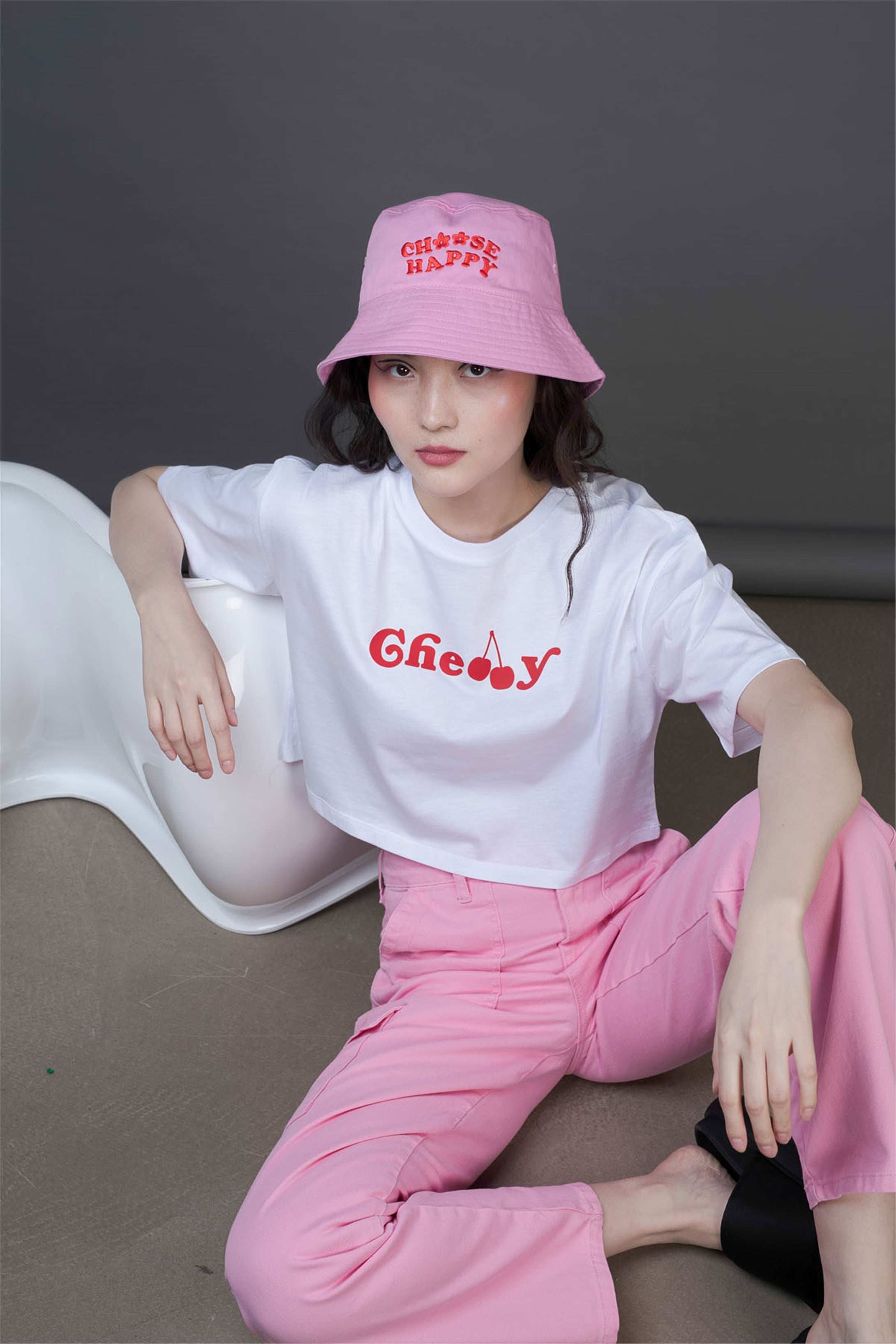 Trendiz Kadın Cherry Crop Beyaz