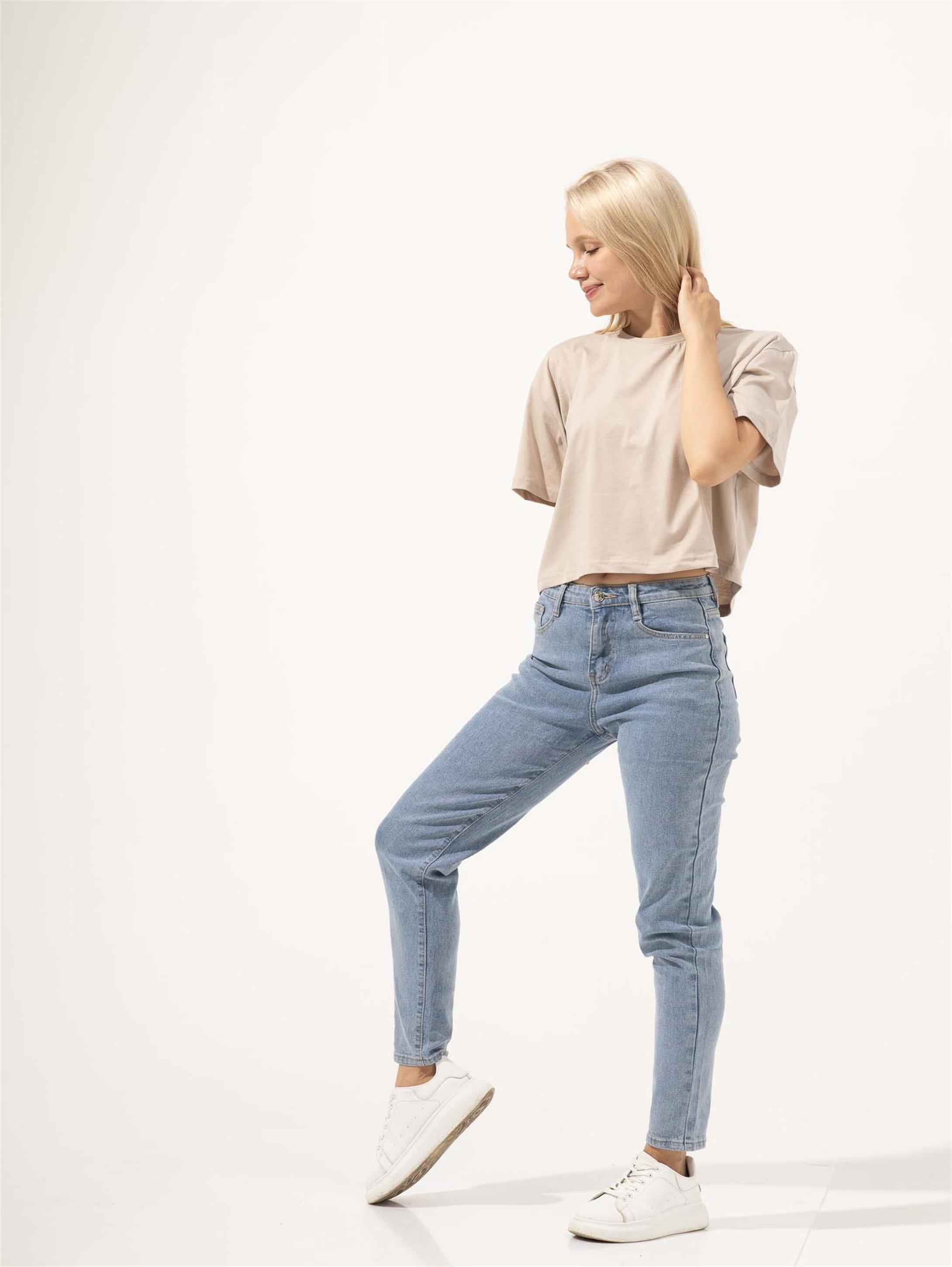 Trendiz Kadın Crop Tshirt Bej