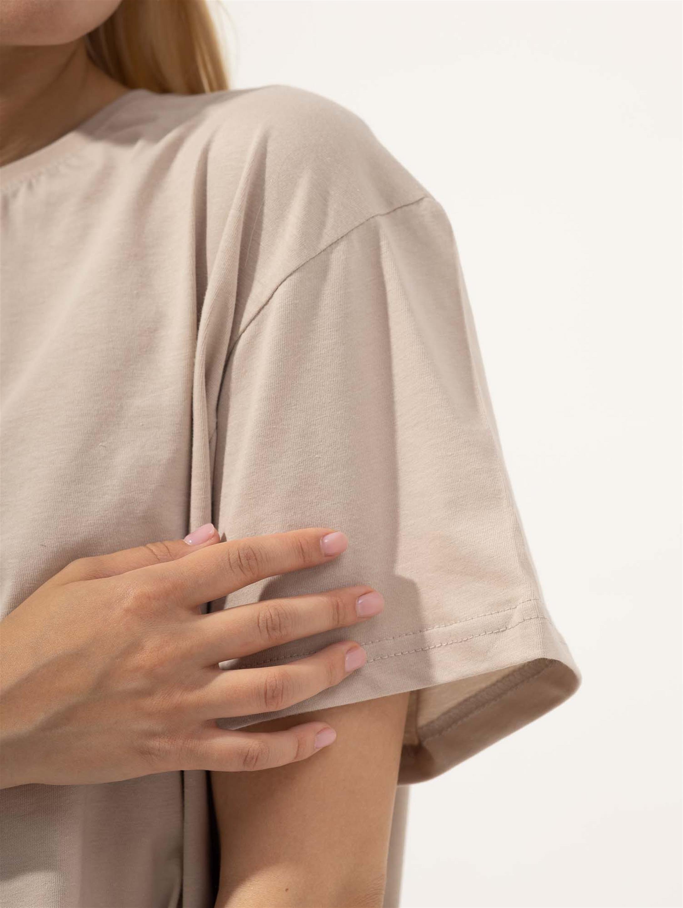 Trendiz Kadın Crop Tshirt Bej