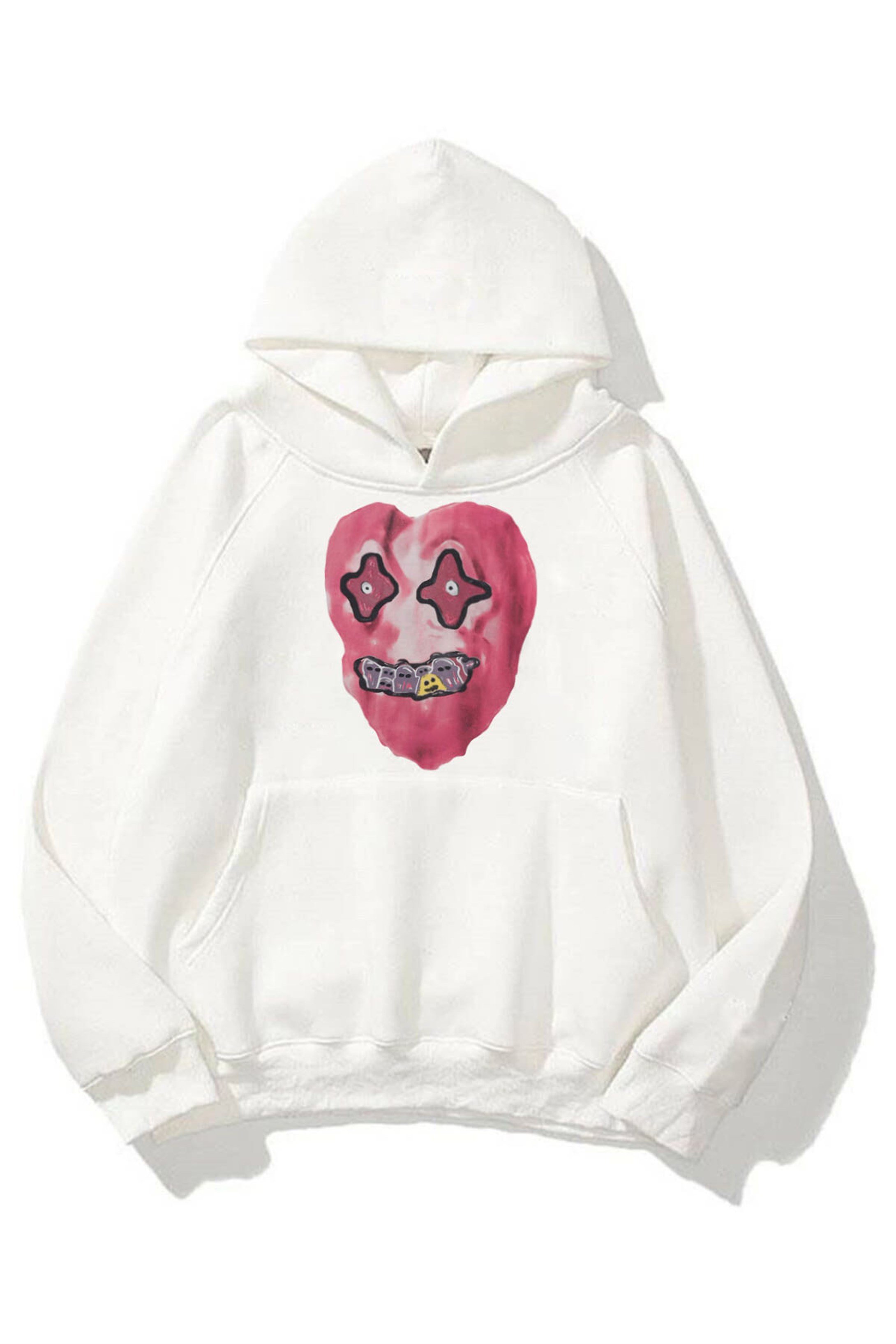 Trendiz Kalp Unisex Sweatshirt Beyaz