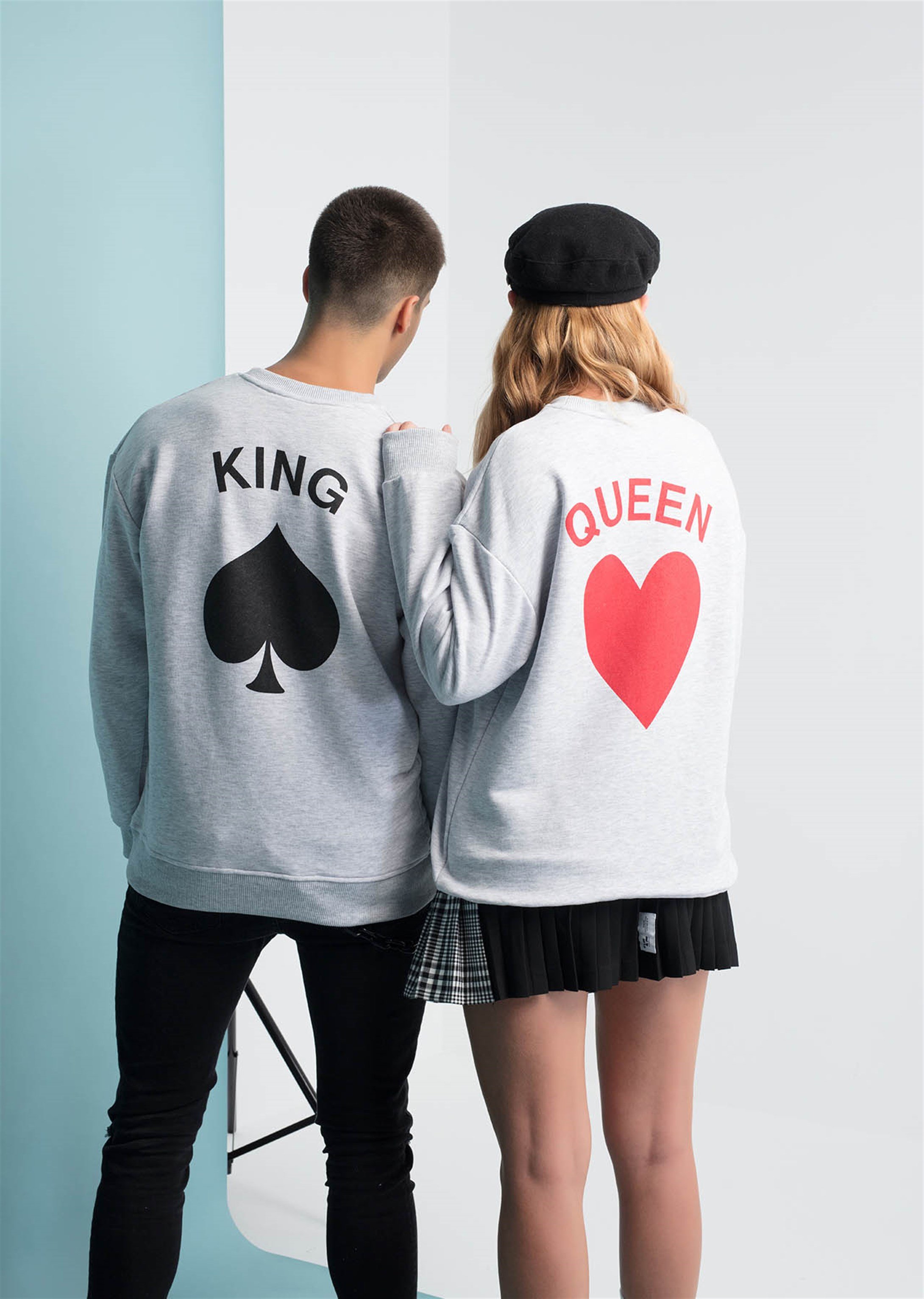 Trendiz King Couple Erkek Yuvarlak Yaka Sweatshirt Gri 121117