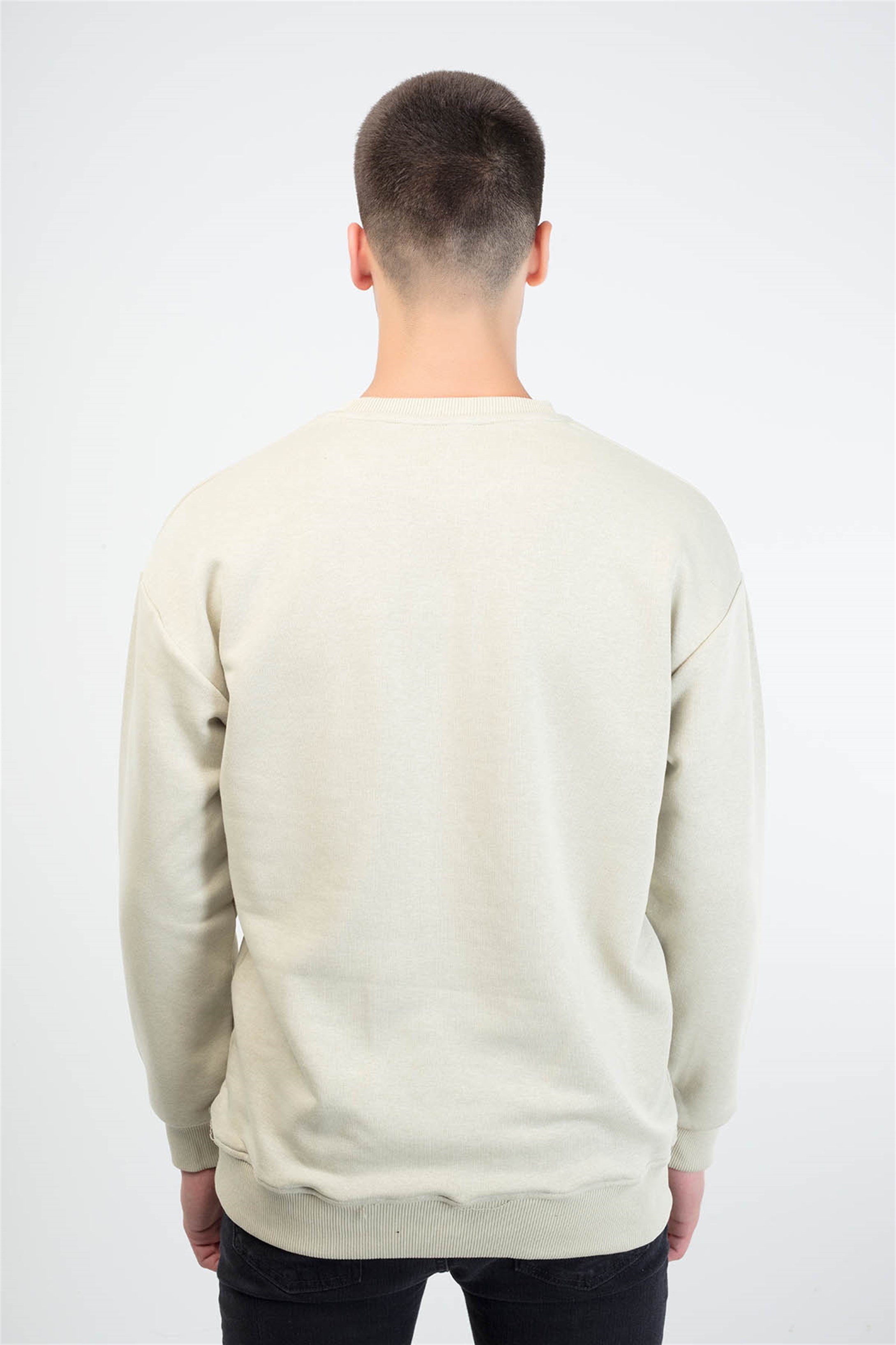 Trendiz King Couple Erkek Yuvarlak Yaka Sweatshirt Bej 121106