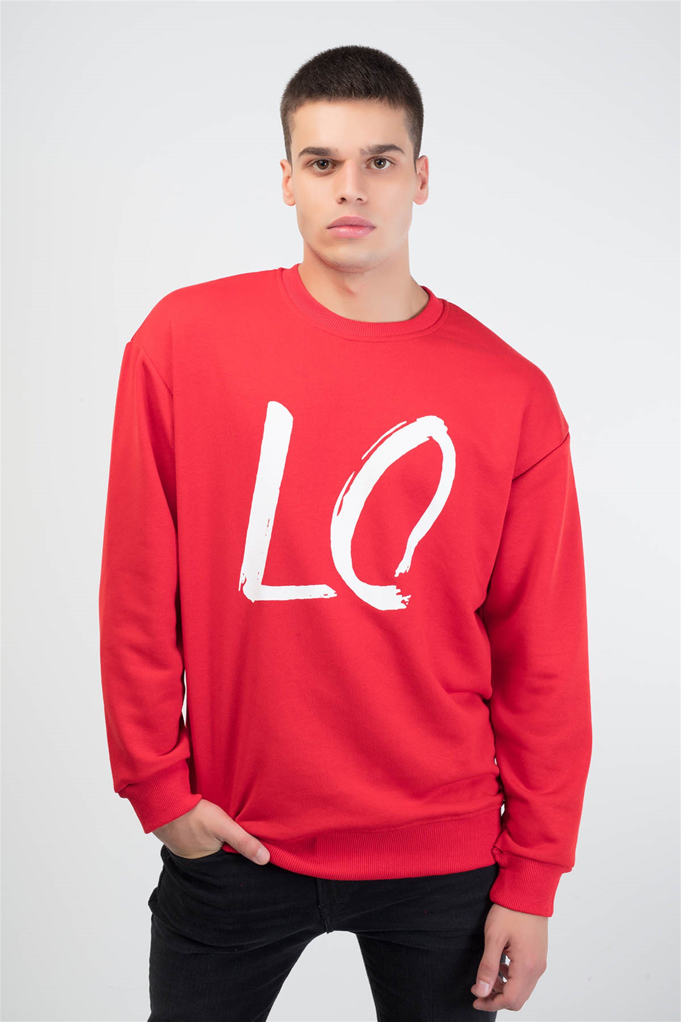Trendiz Love Couple Erkek Yuvarlak Yaka Sweatshirt Kırmızı 121114