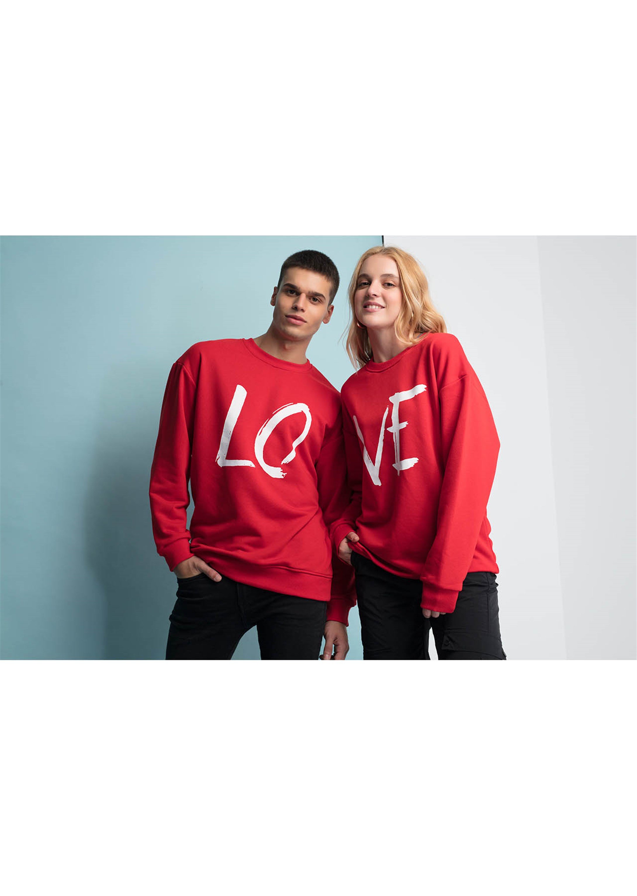 Trendiz Love Couple Kadın Yuvarlak Yaka Sweatshirt Kırmızı 121114
