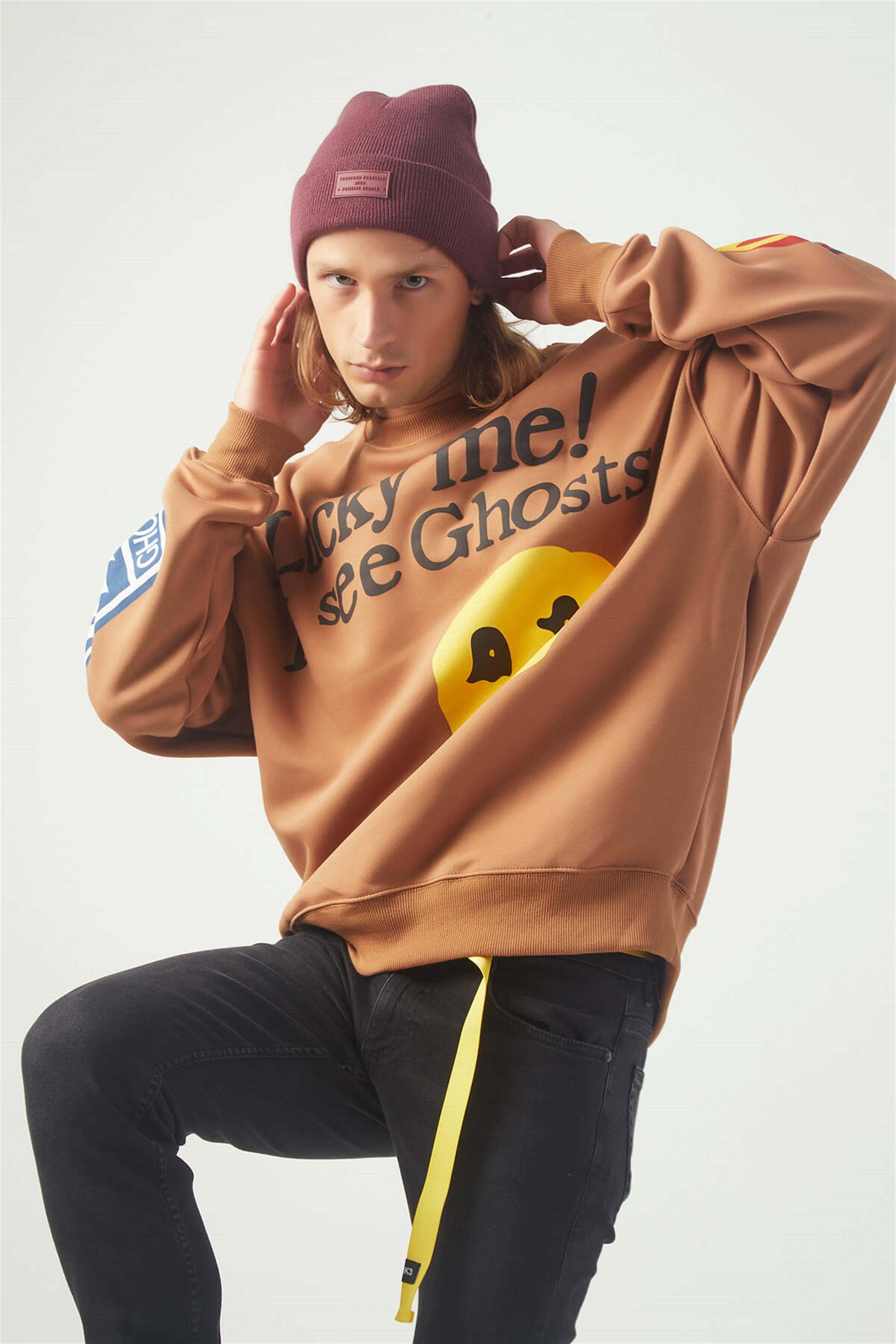 Trendiz luckme Oversıze Sweatshirt Kahverengi TR30016