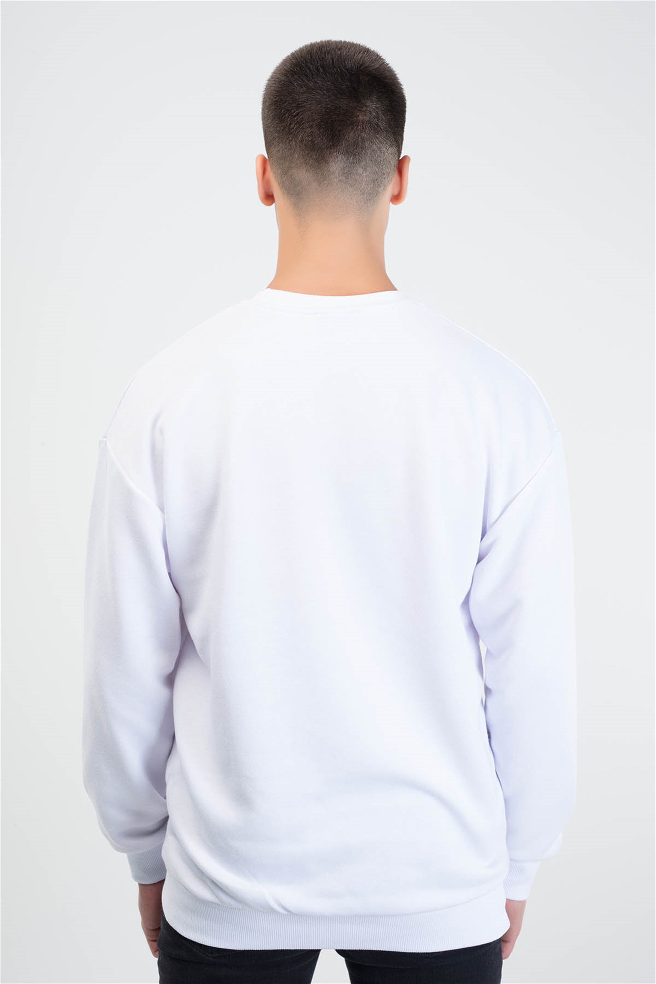Trendiz Mask Yuvarlak Yaka Sweatshirt Beyaz 111117