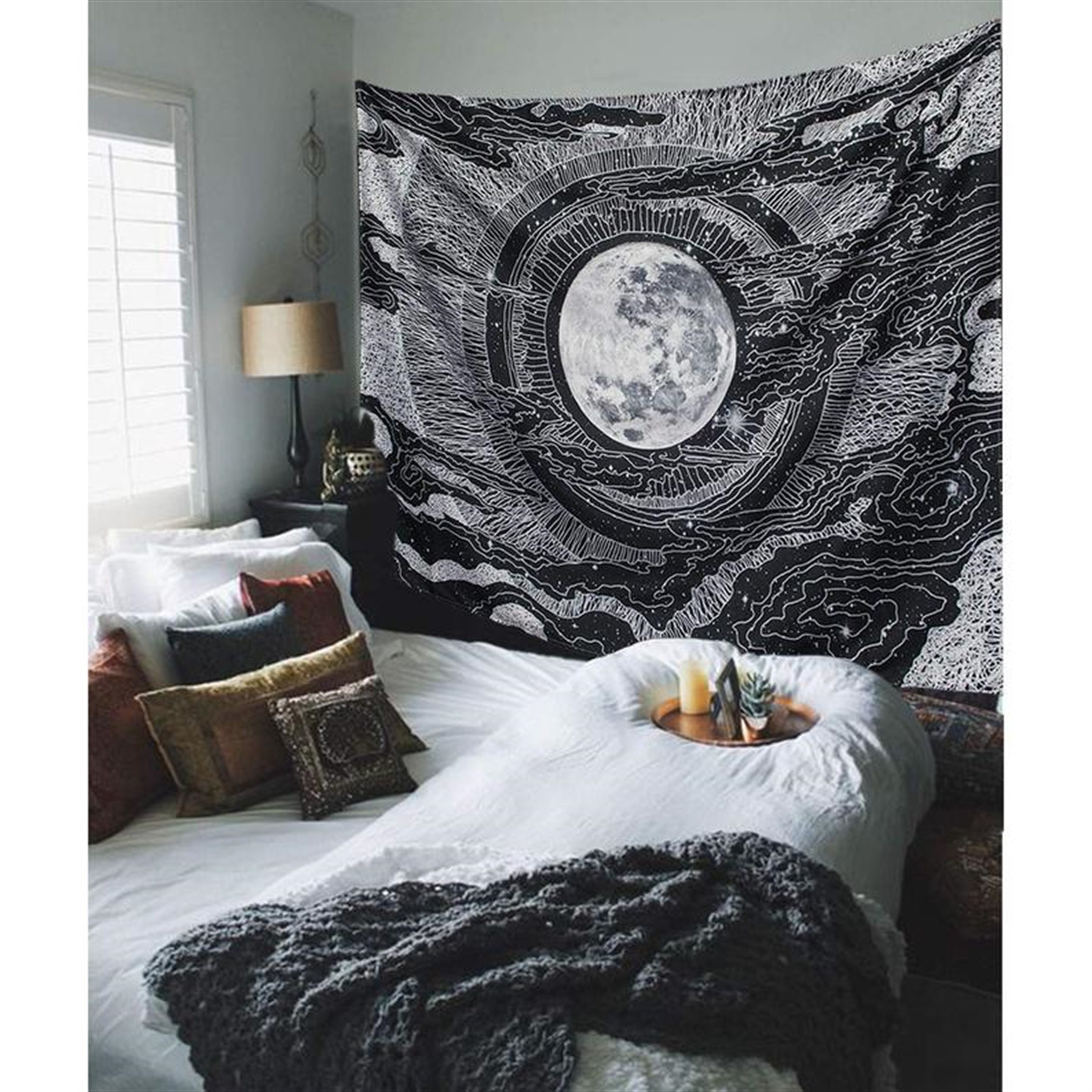 Trendiz Moon Chill Siyah Duvar Halısı 150x100 W20018