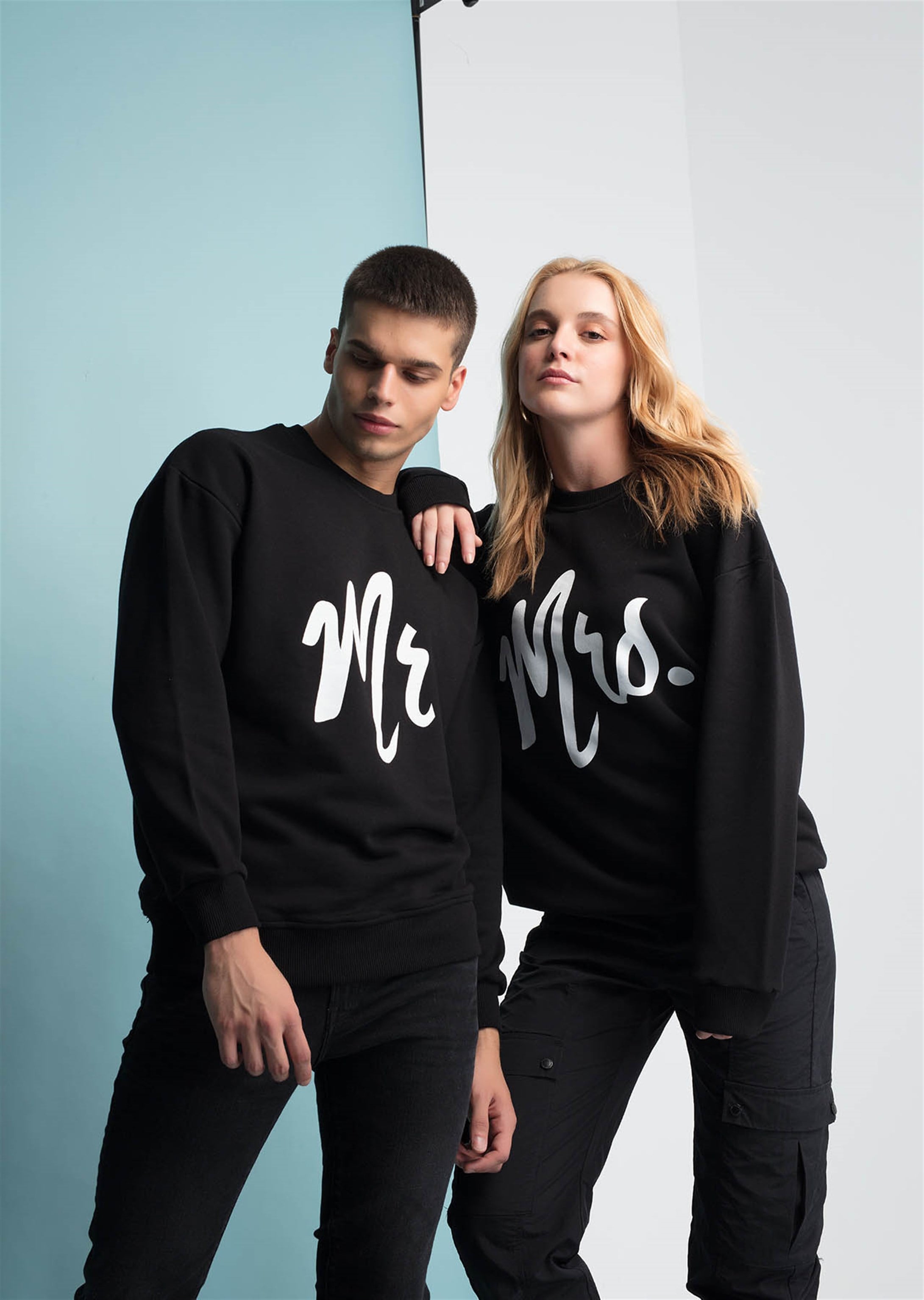 Trendiz Mr Couple Erkek Yuvarlak Yaka Sweatshirt Siyah 121113