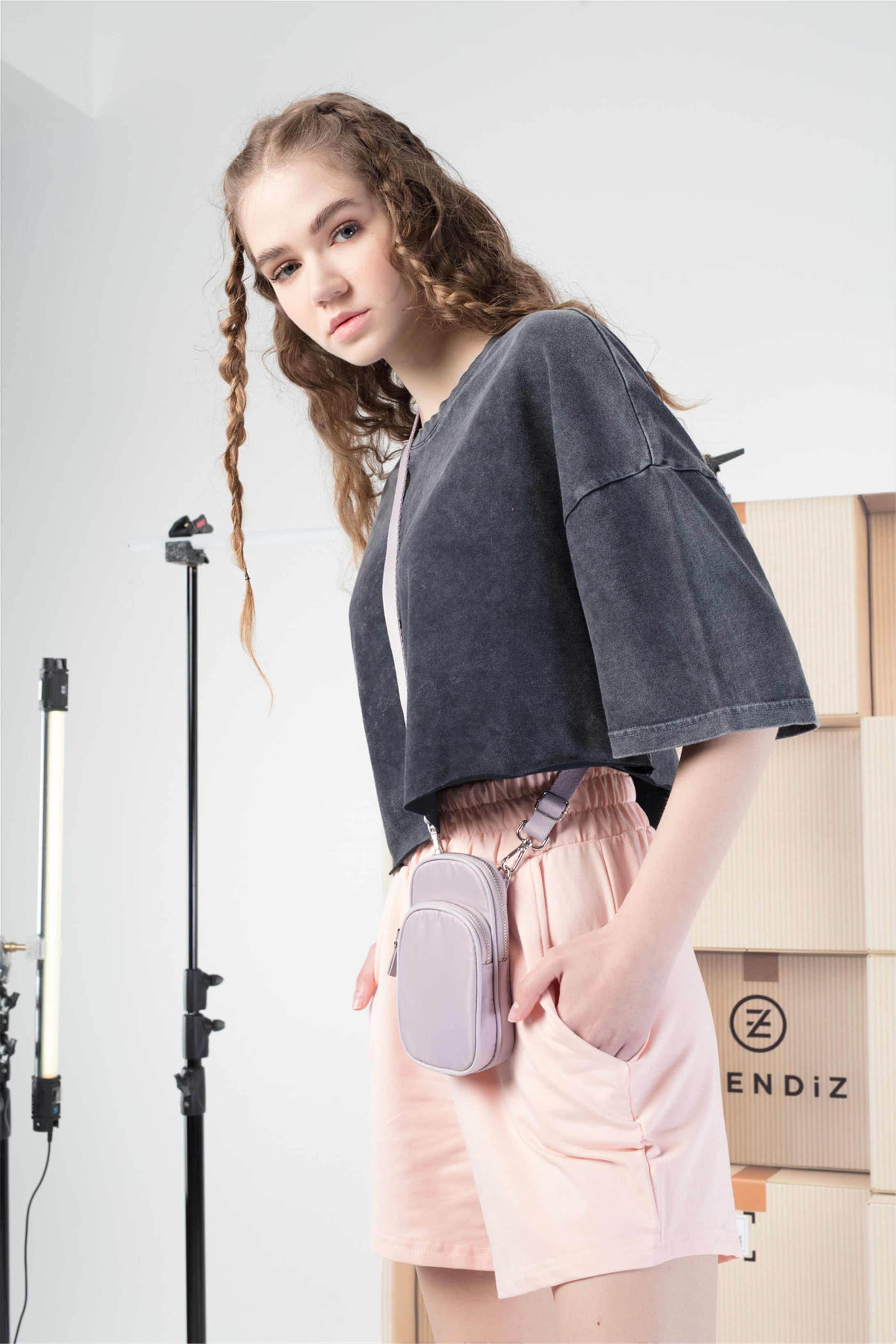 Trendiz Ovesize Croptop Tshirt Antrasit
