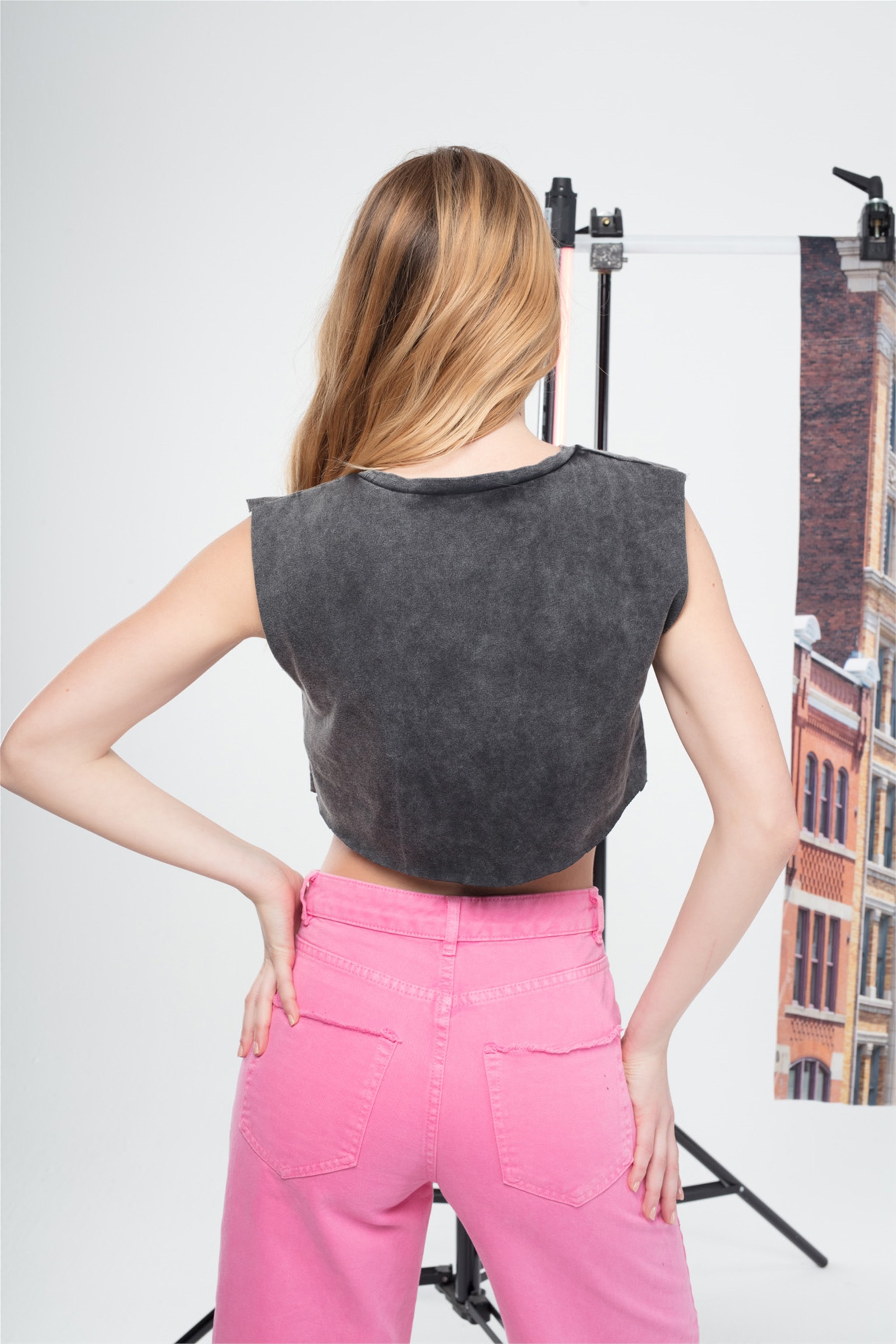 Trendiz Ovesize Croptop Tshirt Antrasit