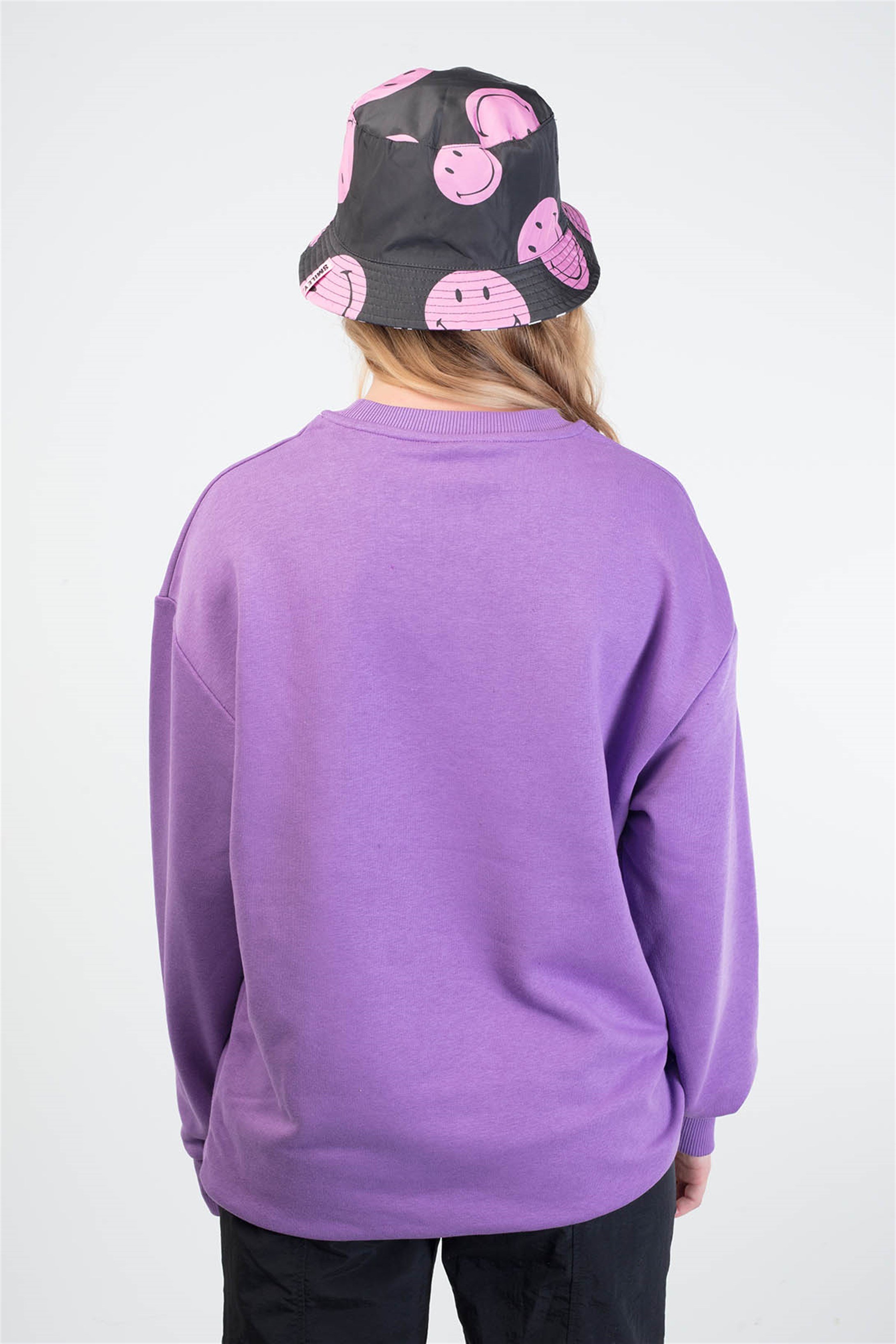 Trendiz Puzzle Couple Kadın Yuvarlak Yaka Sweatshirt Mor 121109