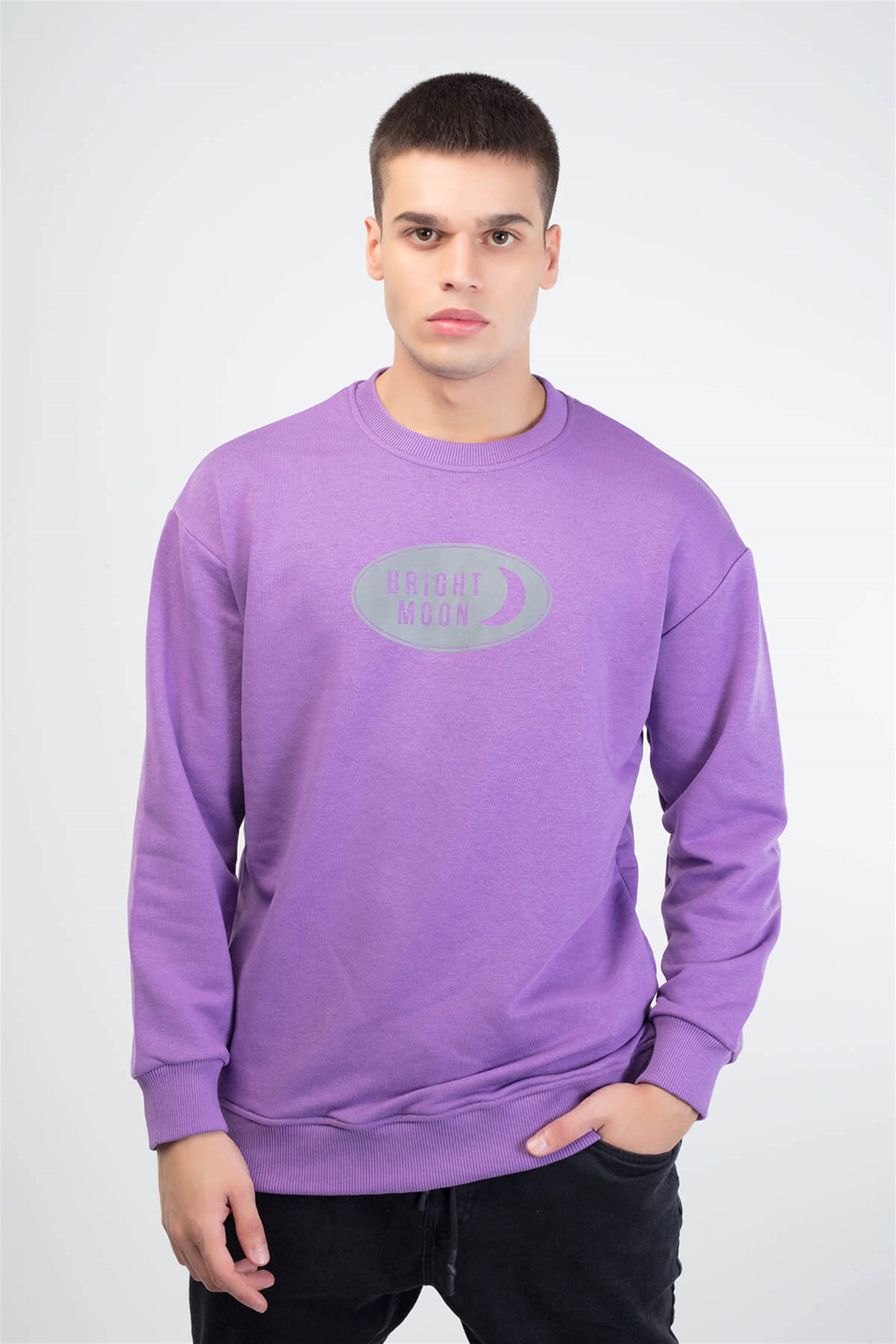 Trendiz Reflektor Yuvarlak Yaka Sweatshirt Mor 111175