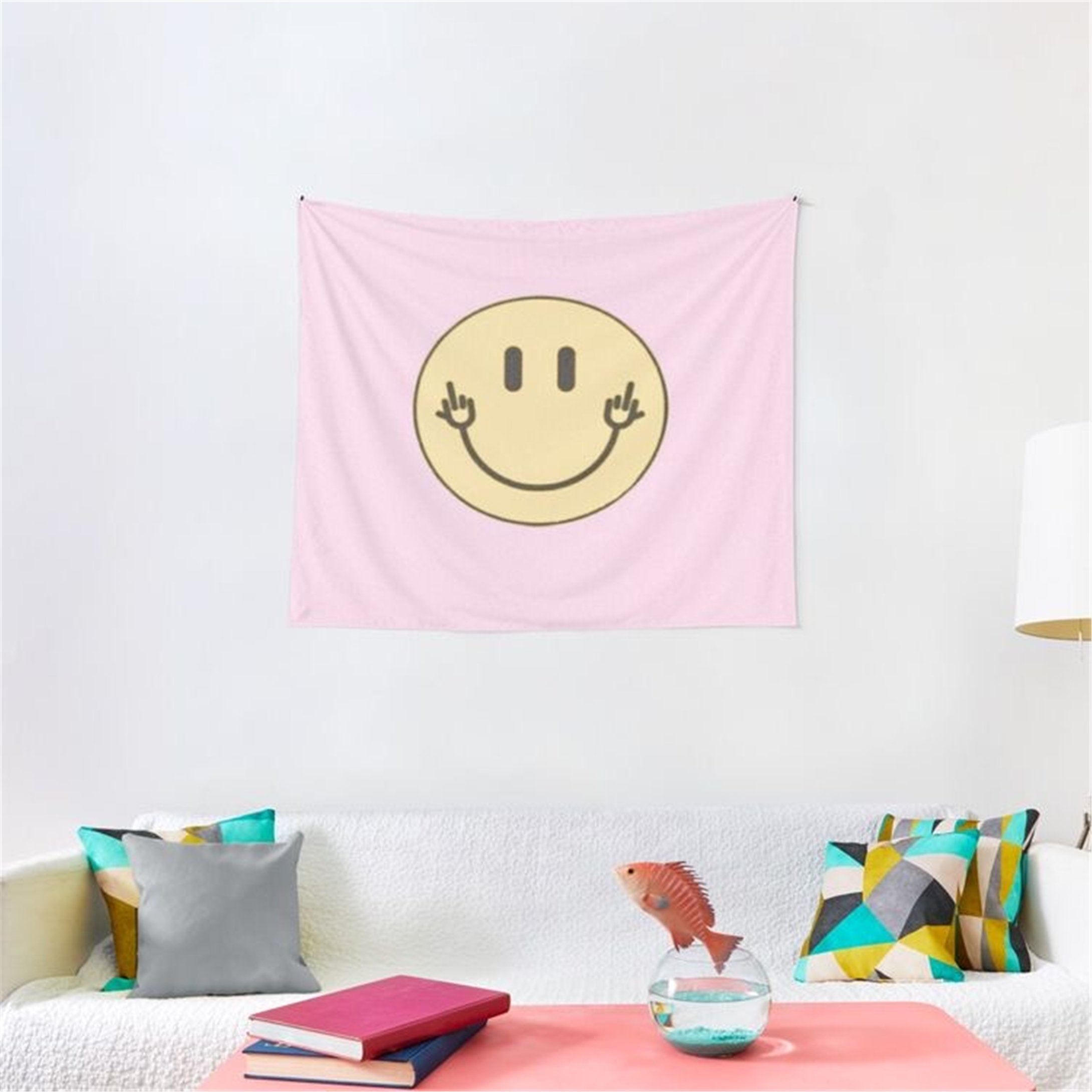 Trendiz Smile Pembe Duvar Halısı