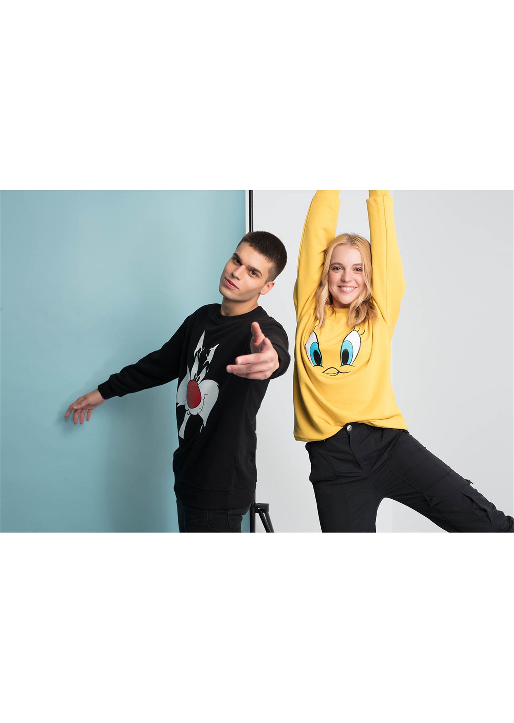 Trendiz Sylvester Couple Erkek Yuvarlak Yaka Sweatshirt Siyah 121111