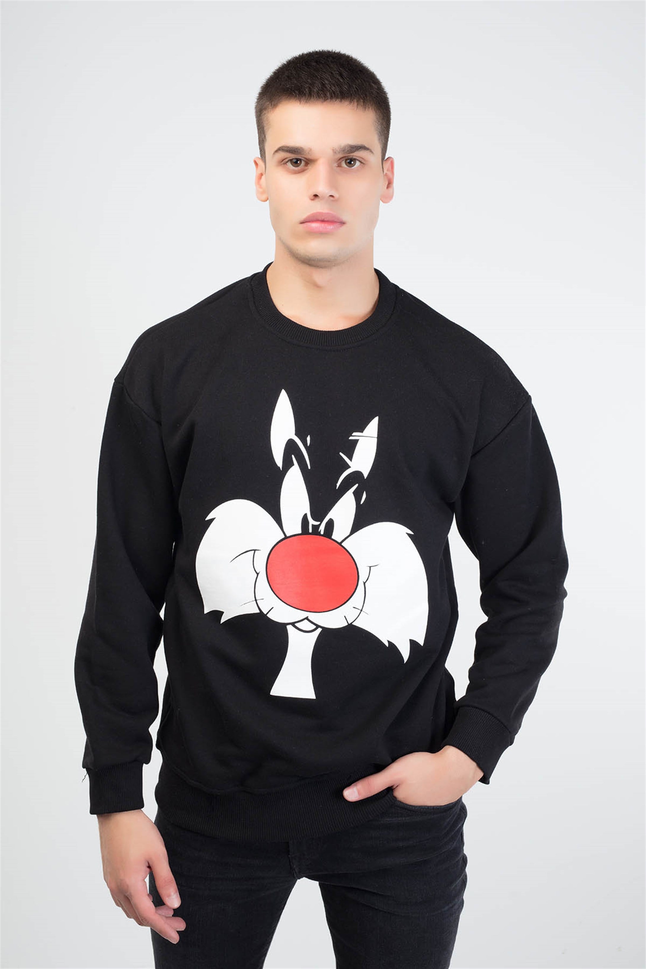 Trendiz Sylvester Couple Erkek Yuvarlak Yaka Sweatshirt Siyah 121111