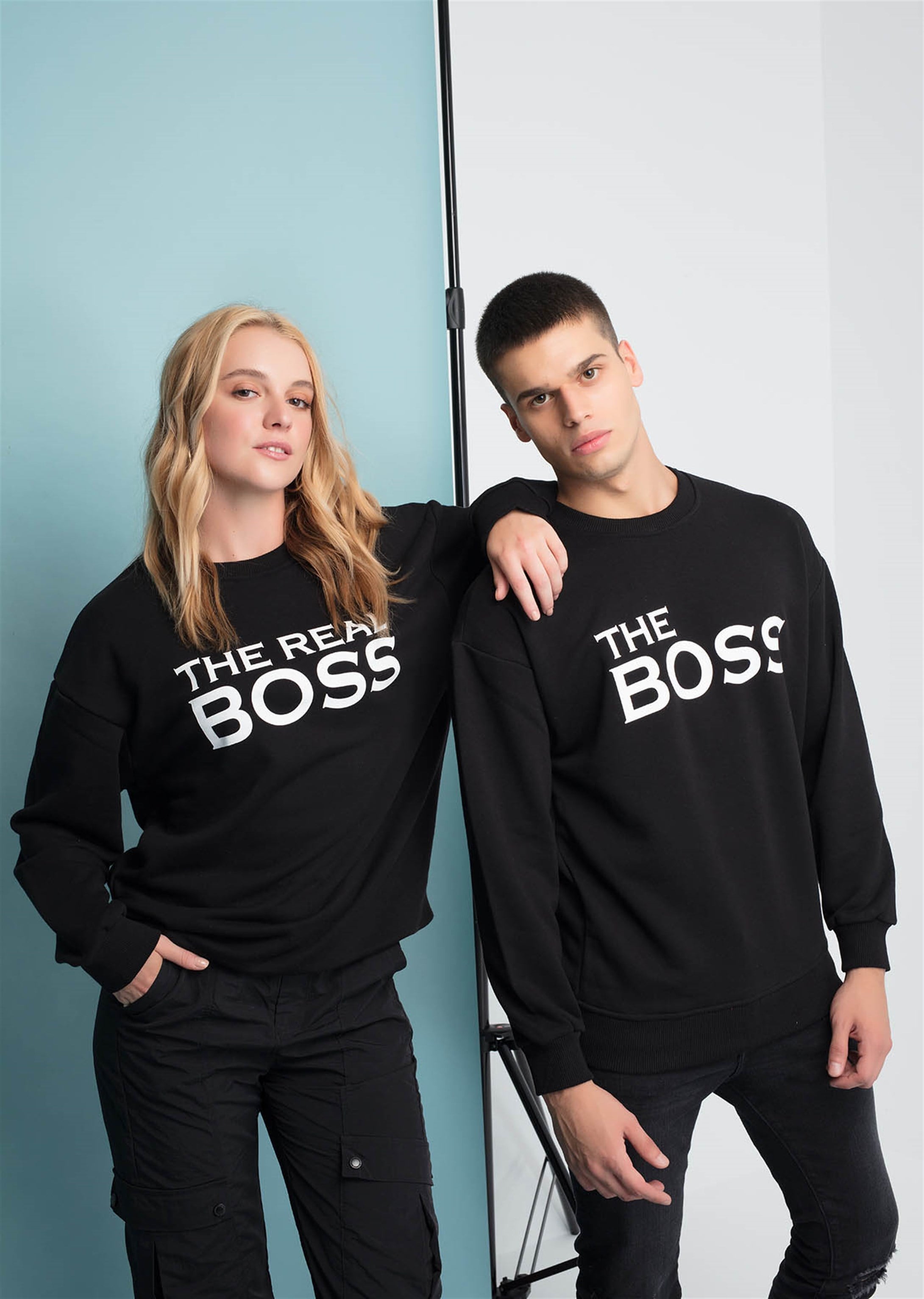 Trendiz The Boss Couple Erkek Yuvarlak Yaka Sweatshirt Siyah 121112