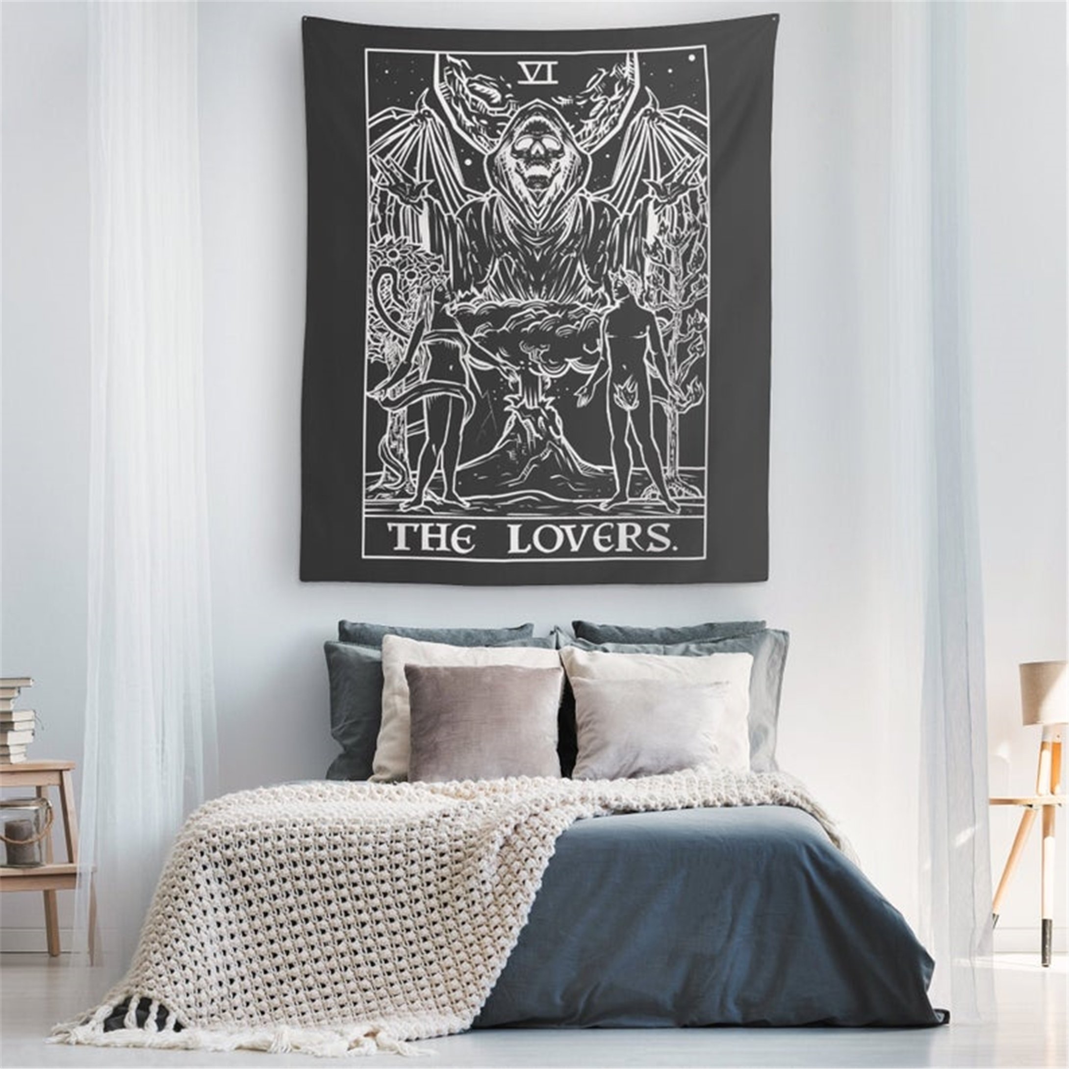 Trendiz The Lovers Siyah Duvar Halısı