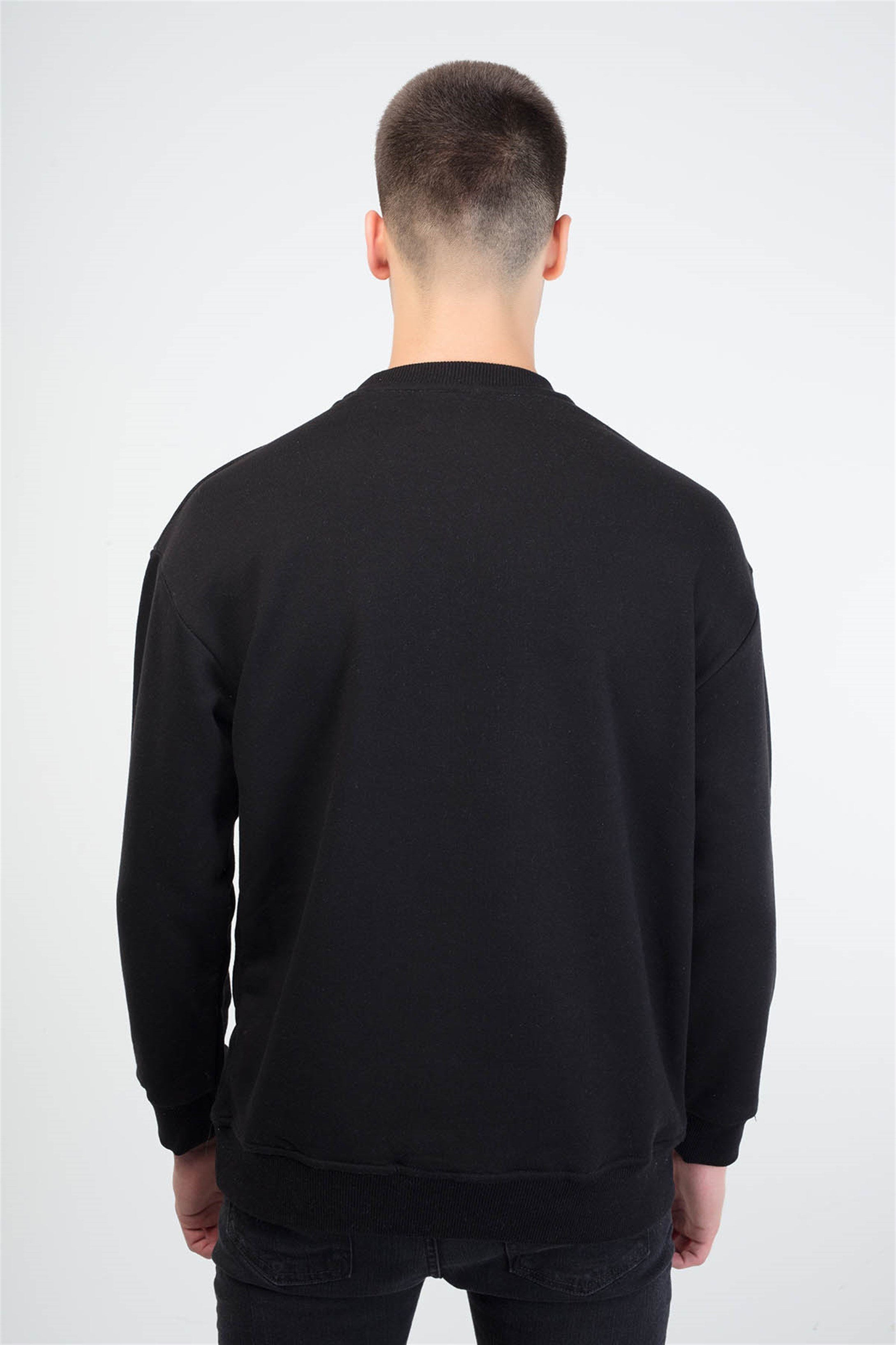 Trendiz The Moon Couple Erkek Yuvarlak Yaka Sweatshirt Siyah 121116