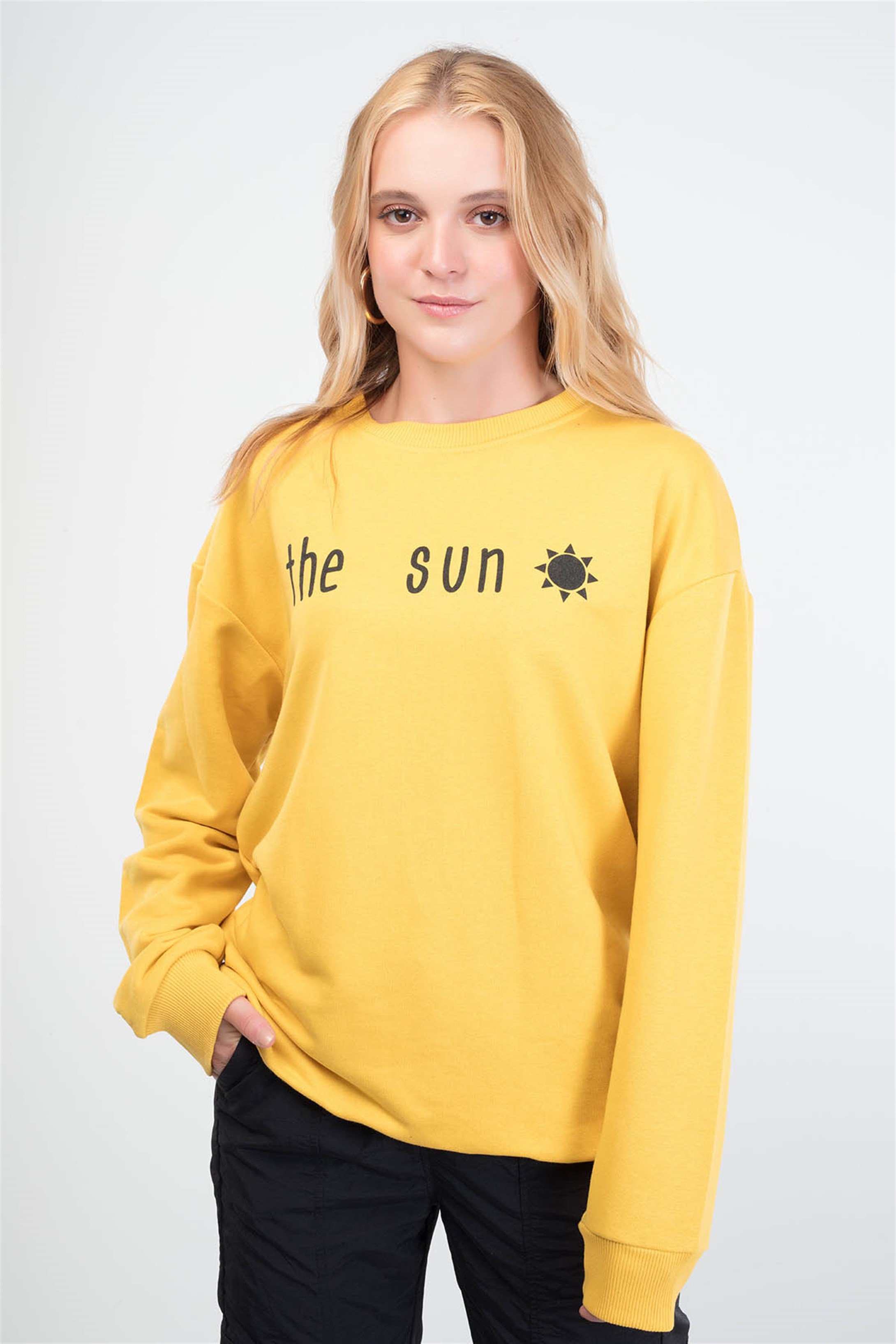 Trendiz The Son Couple Kadın Yuvarlak Yaka Sweatshirt Sarı 121116