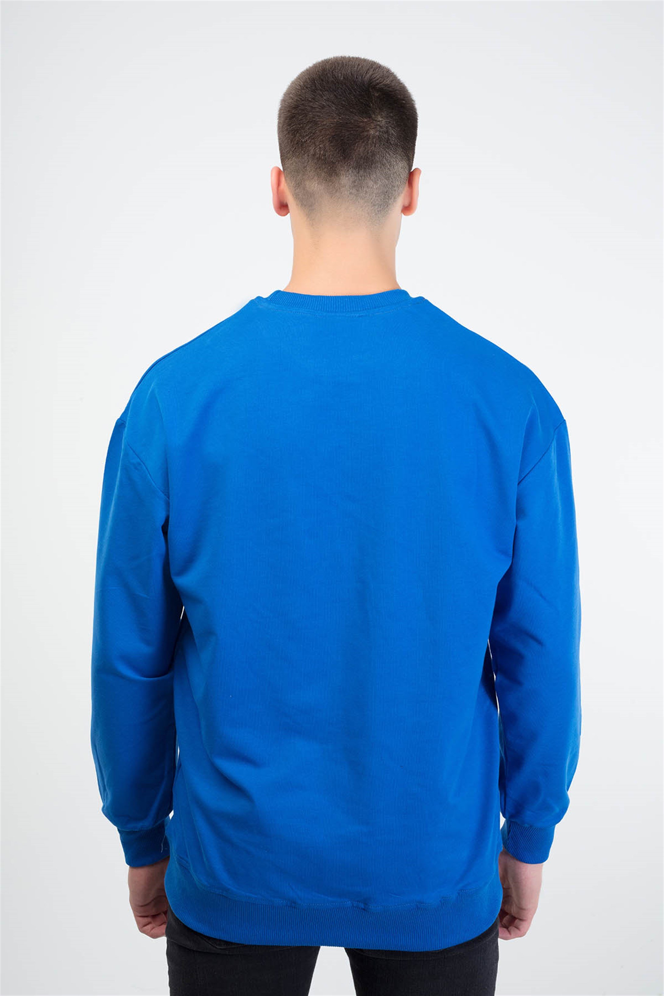 Trendiz True Couple Yuvarlak Yaka Sweatshirt Mavi Sarı 121104