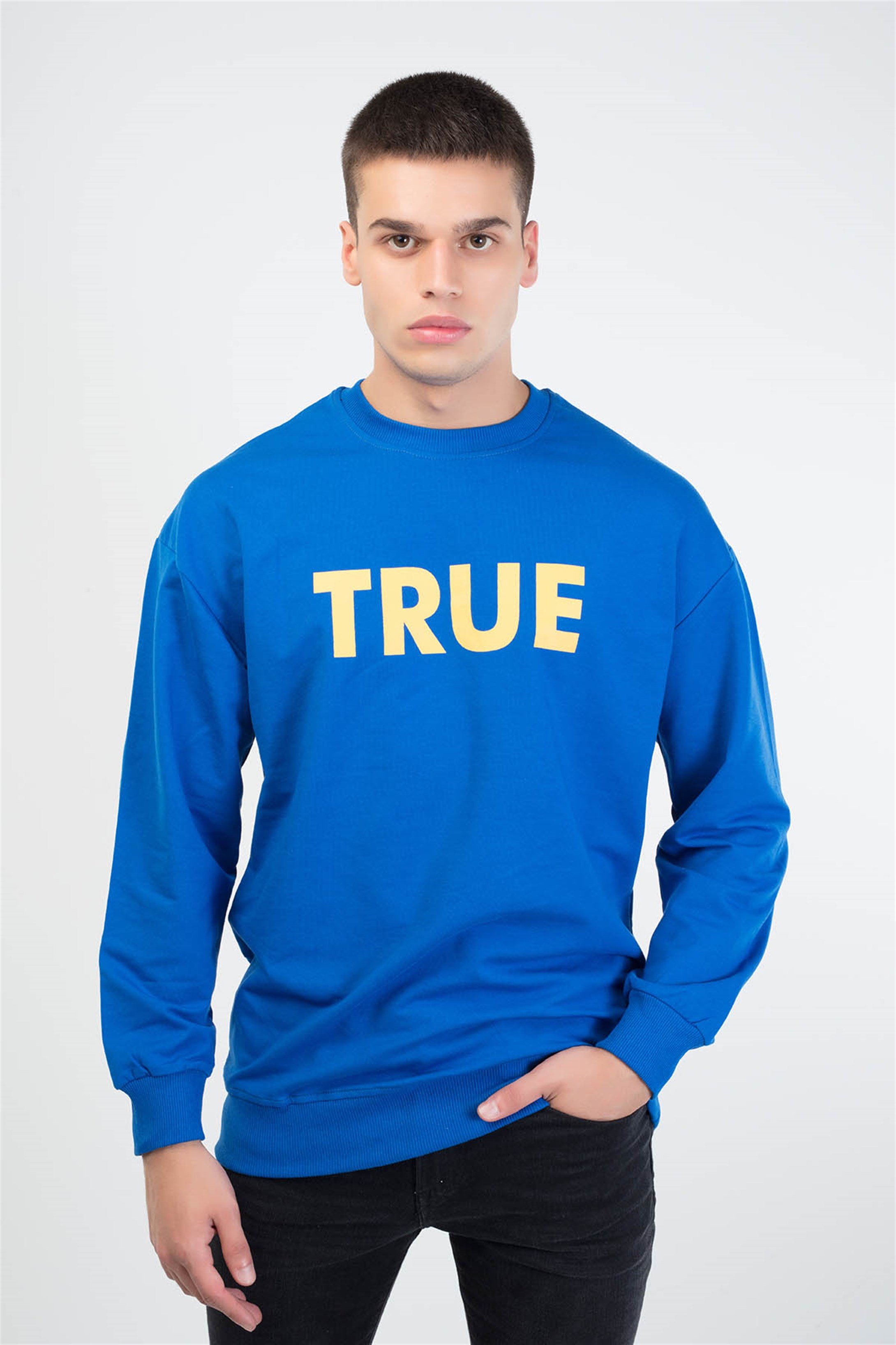 Trendiz True Couple Yuvarlak Yaka Sweatshirt Mavi Sarı 121104
