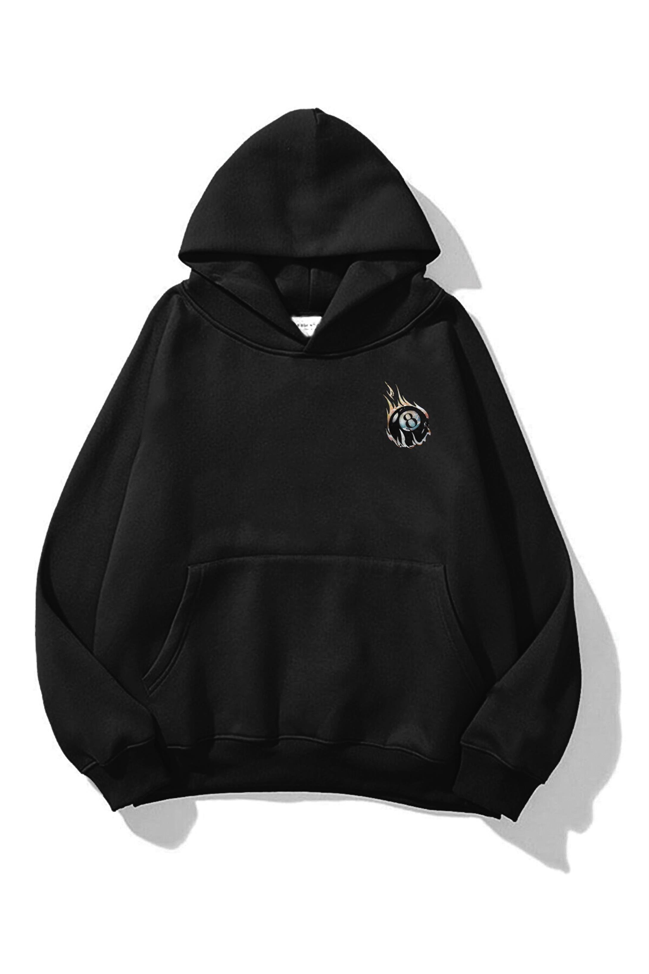 Trendiz Unisex 8Ball Fire Sweatshirt Siyah