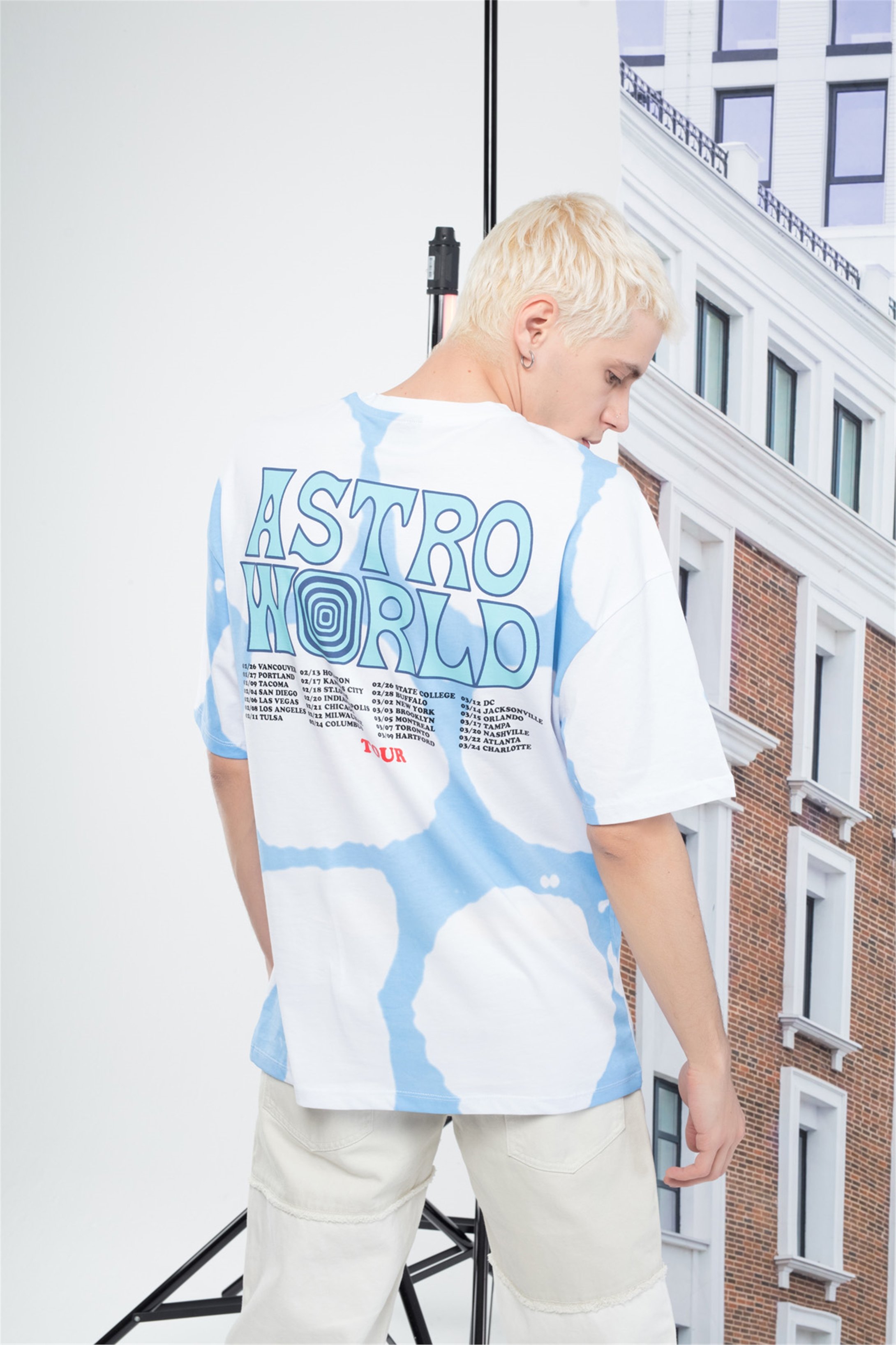 Trendiz Unisex Astroworld Tshirt Beyaz - Mavi