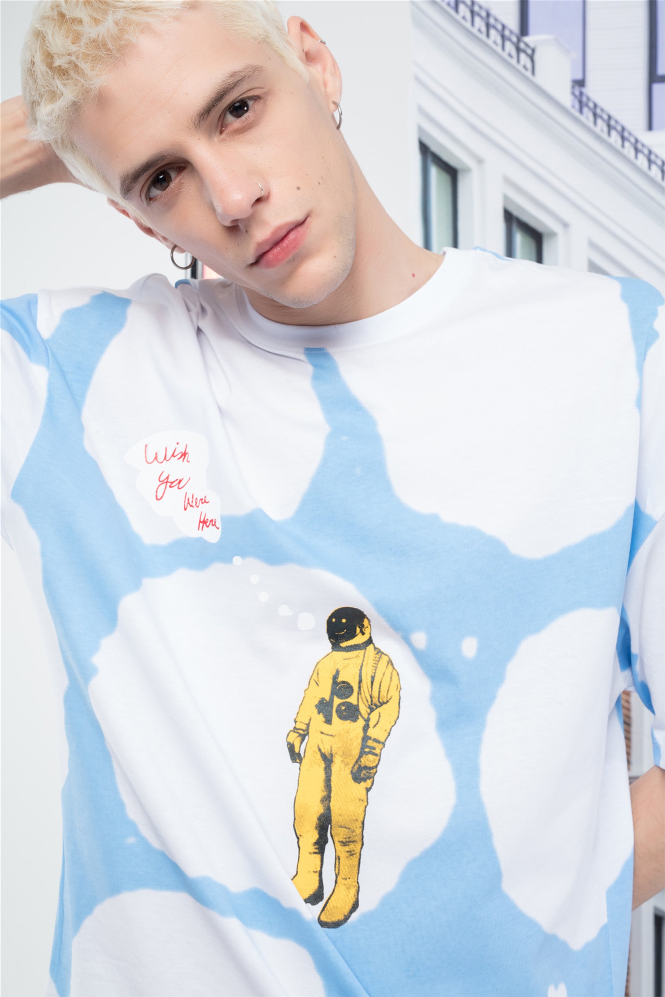 Trendiz Unisex Astroworld Tshirt Beyaz - Mavi