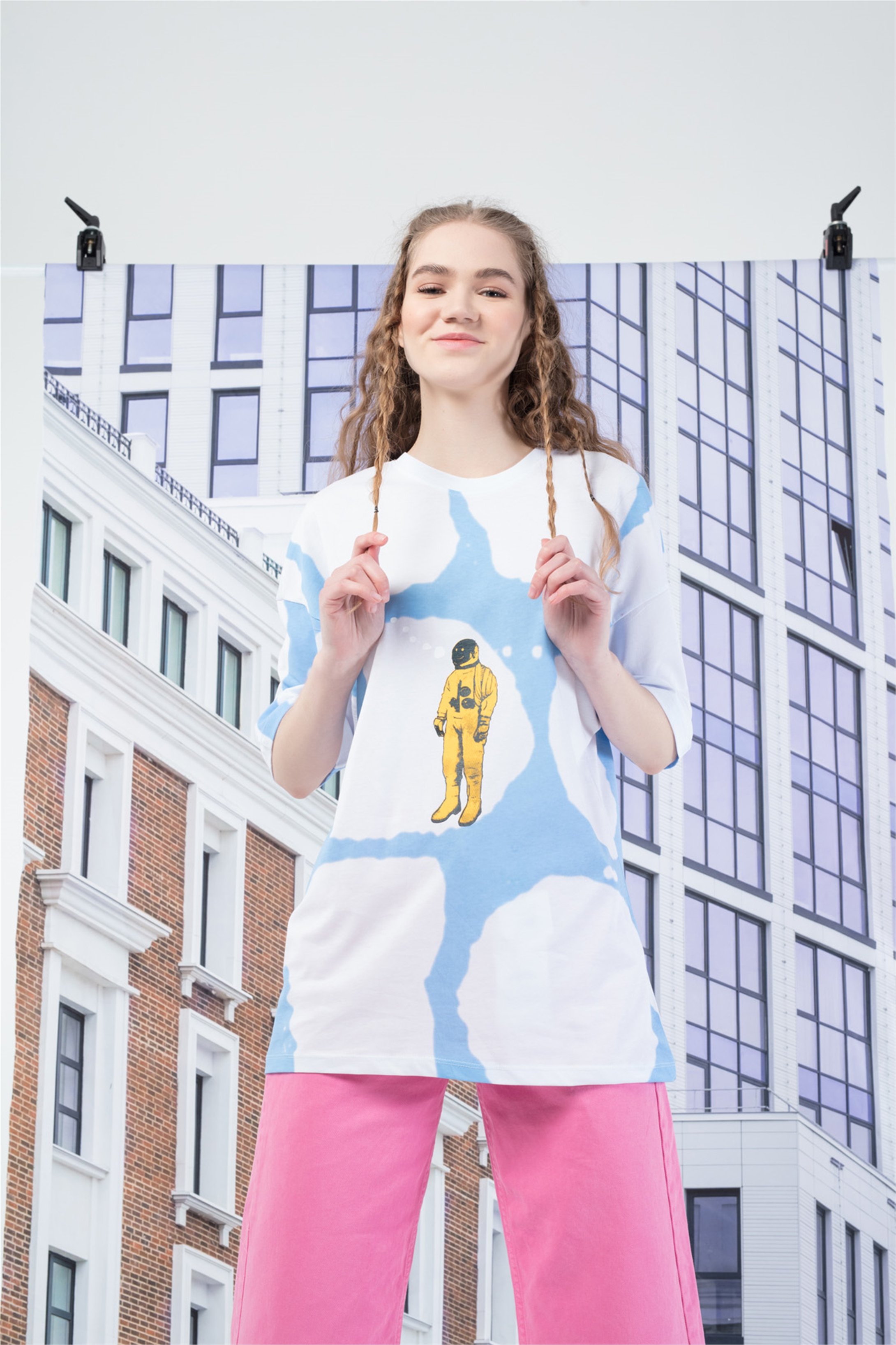 Trendiz Unisex Astroworld Tshirt Beyaz-mavi