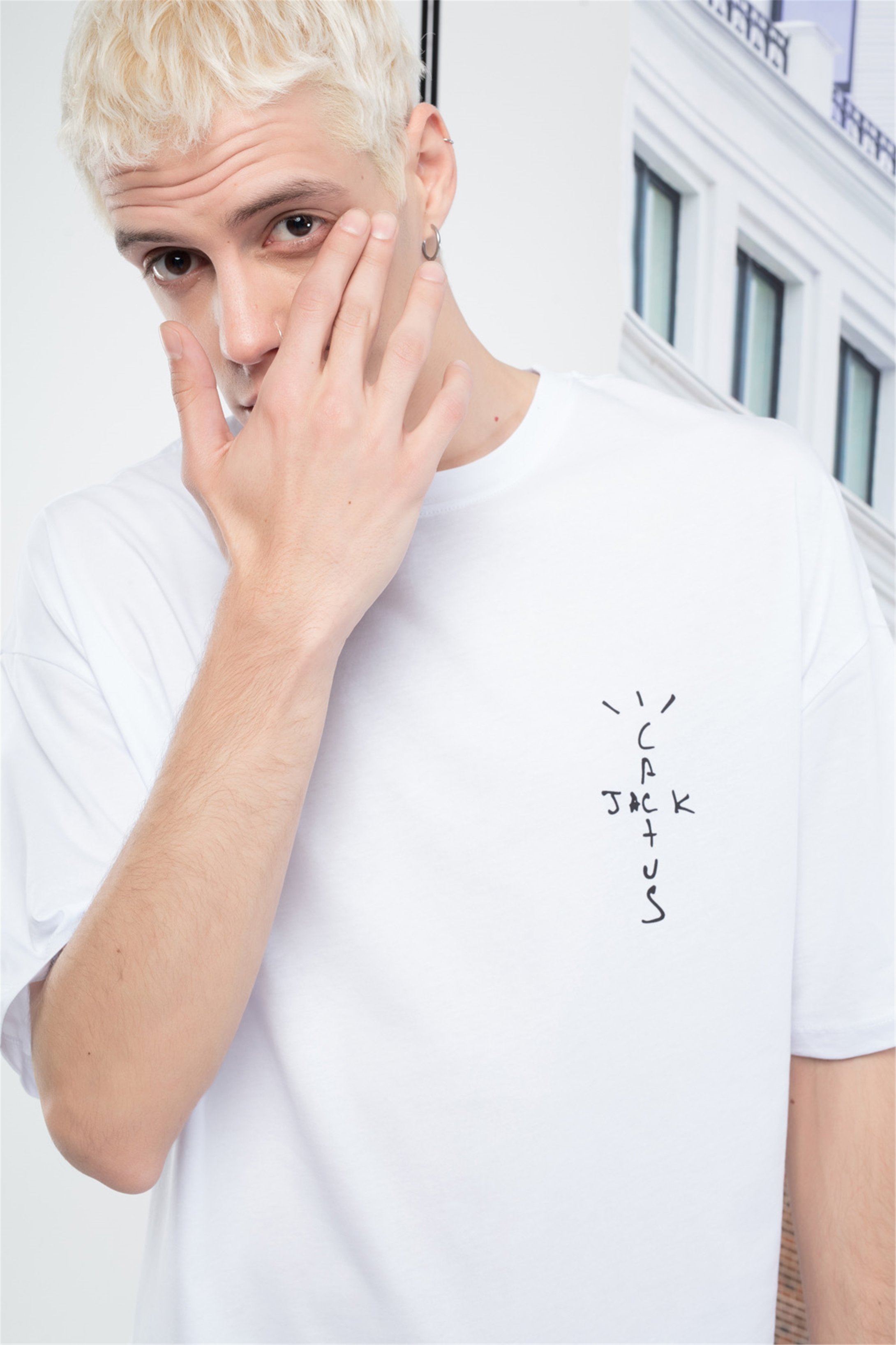 Trendiz Unisex Basic Cactusjack Tshirt Beyaz