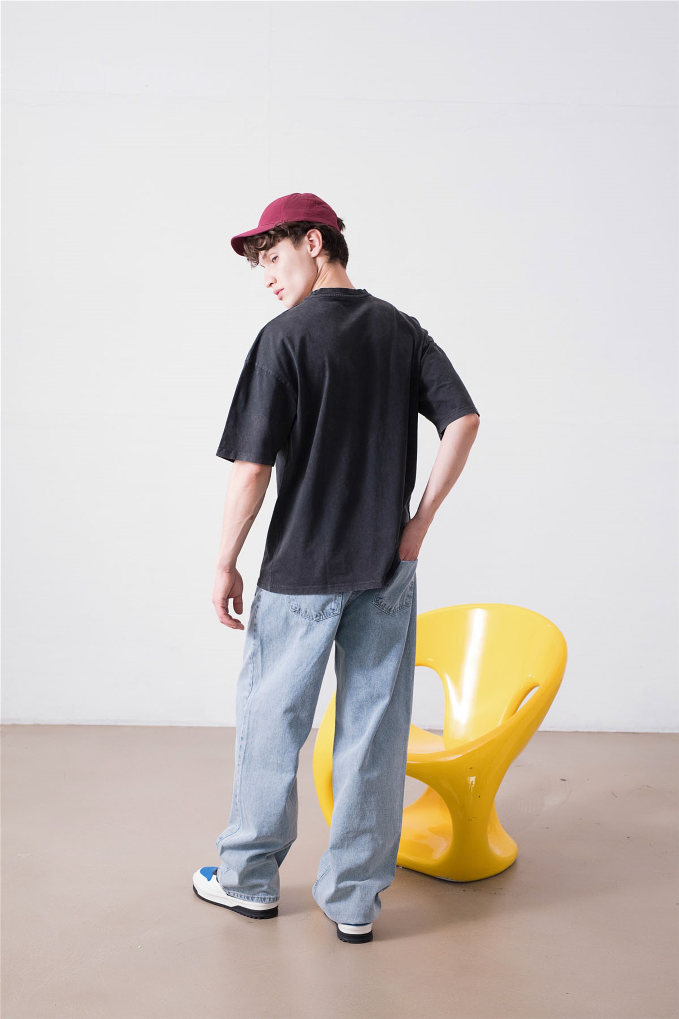 Trendiz Unisex Basic Yıkamalı Tshirt Antrasit