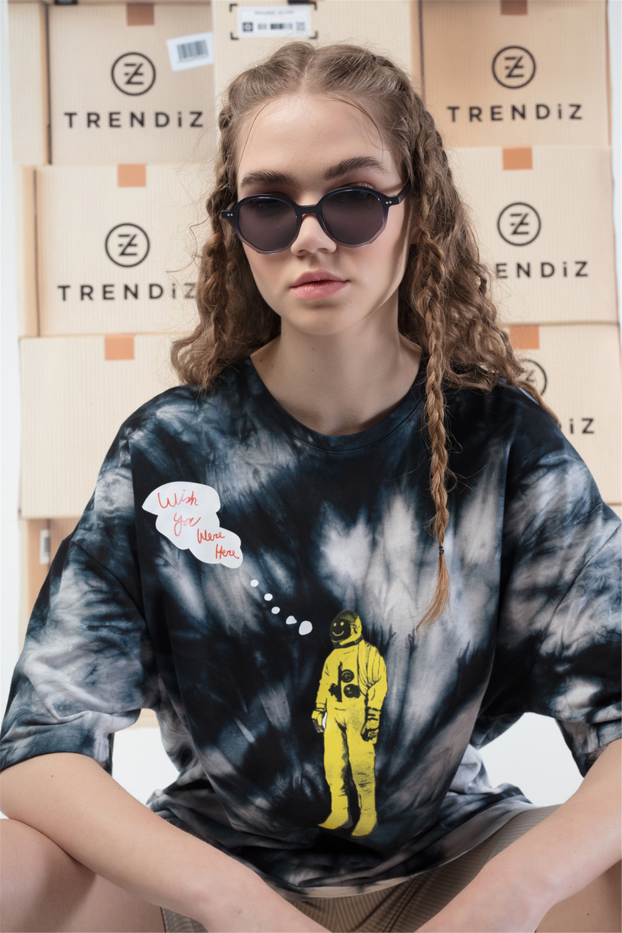 Trendiz Unisex Batik Astroworld Tshirt Lacivert