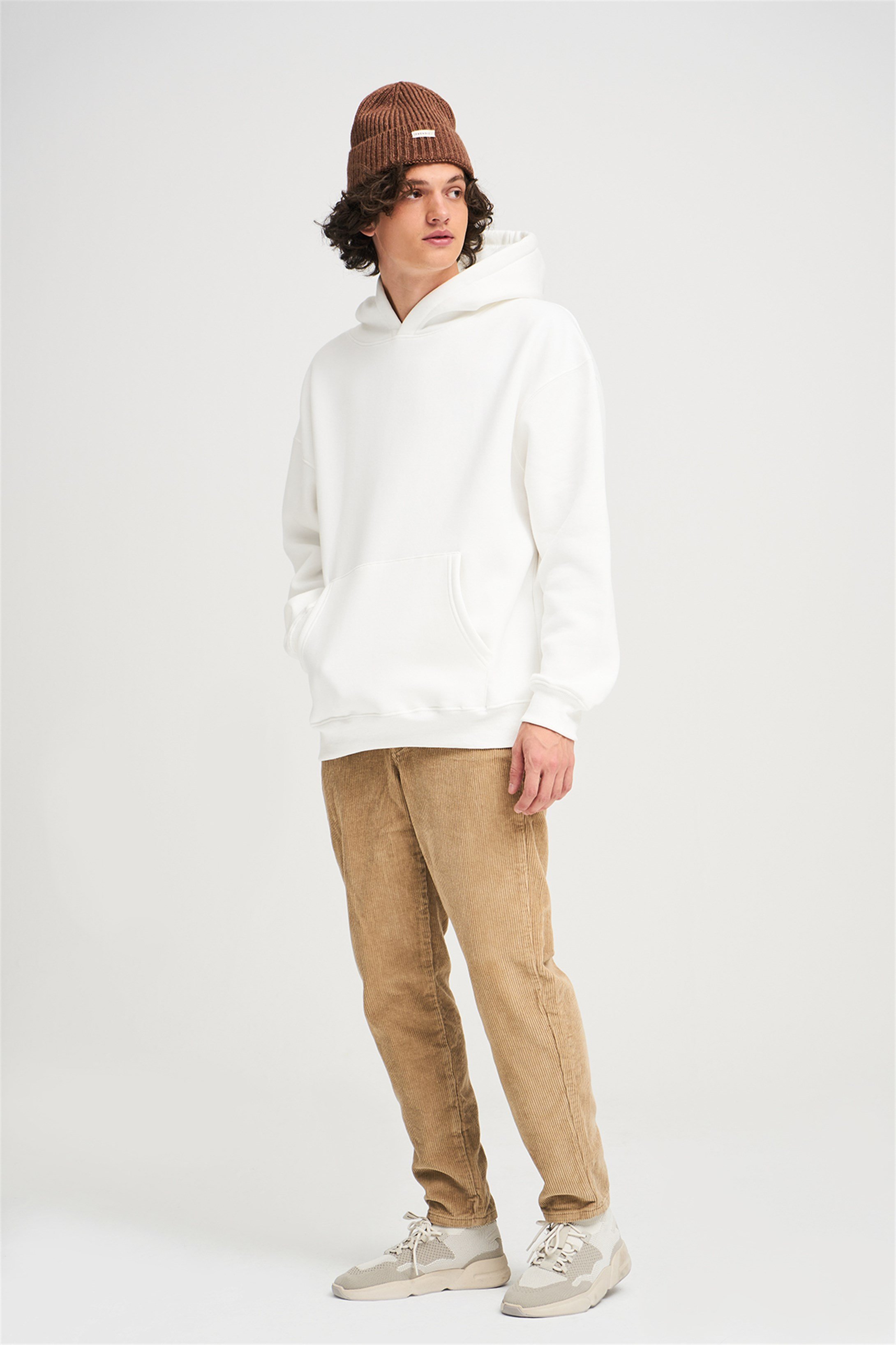 Trendiz Unisex Beyaz Basic Sweatshirt