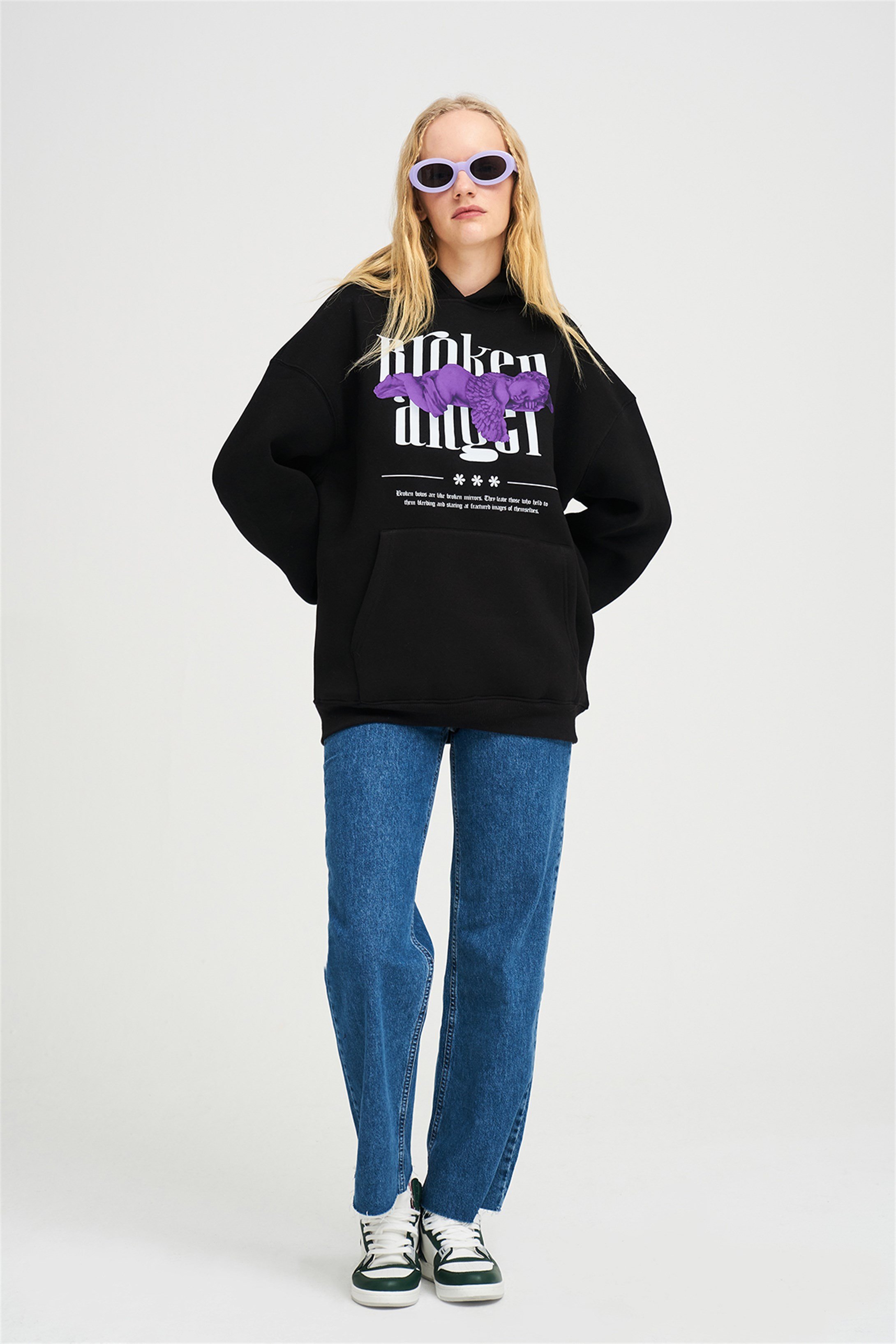 Trendiz Unisex Broken Angel Sweatshirt Siyah