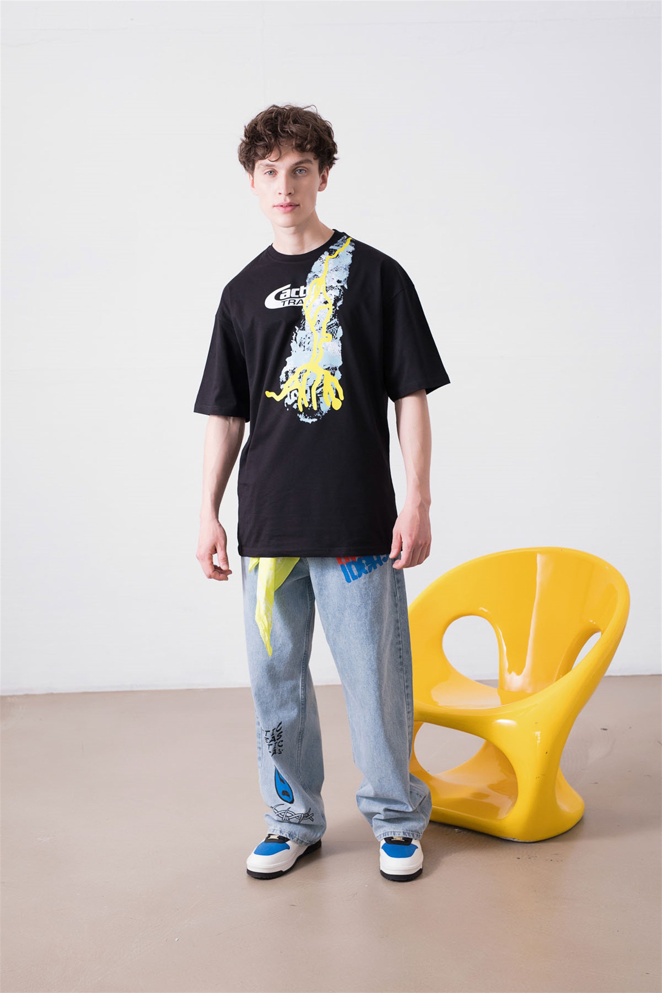 Trendiz Unisex Cactus Trails Siyah Tshirt