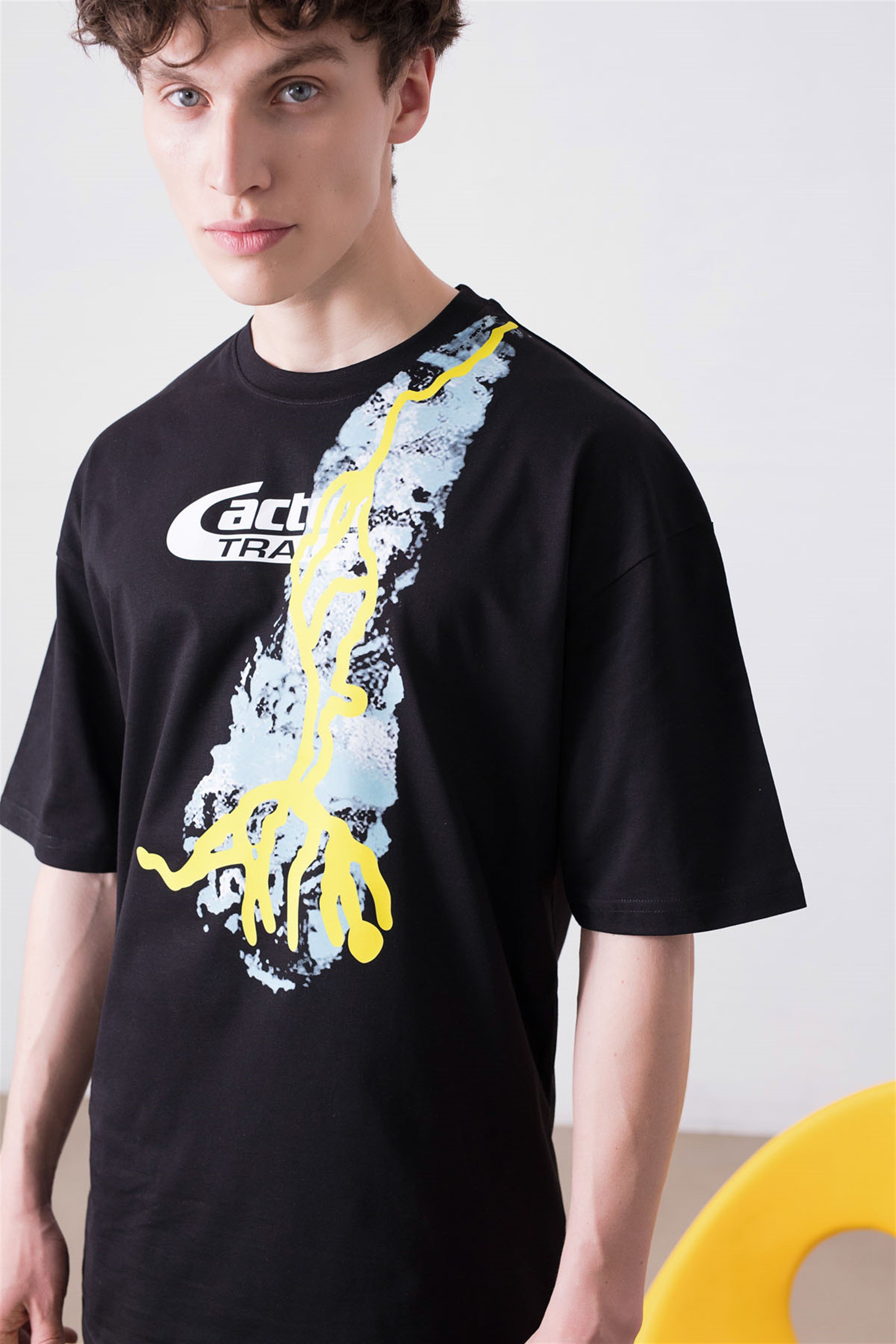 Trendiz Unisex Cactus Trails Siyah Tshirt