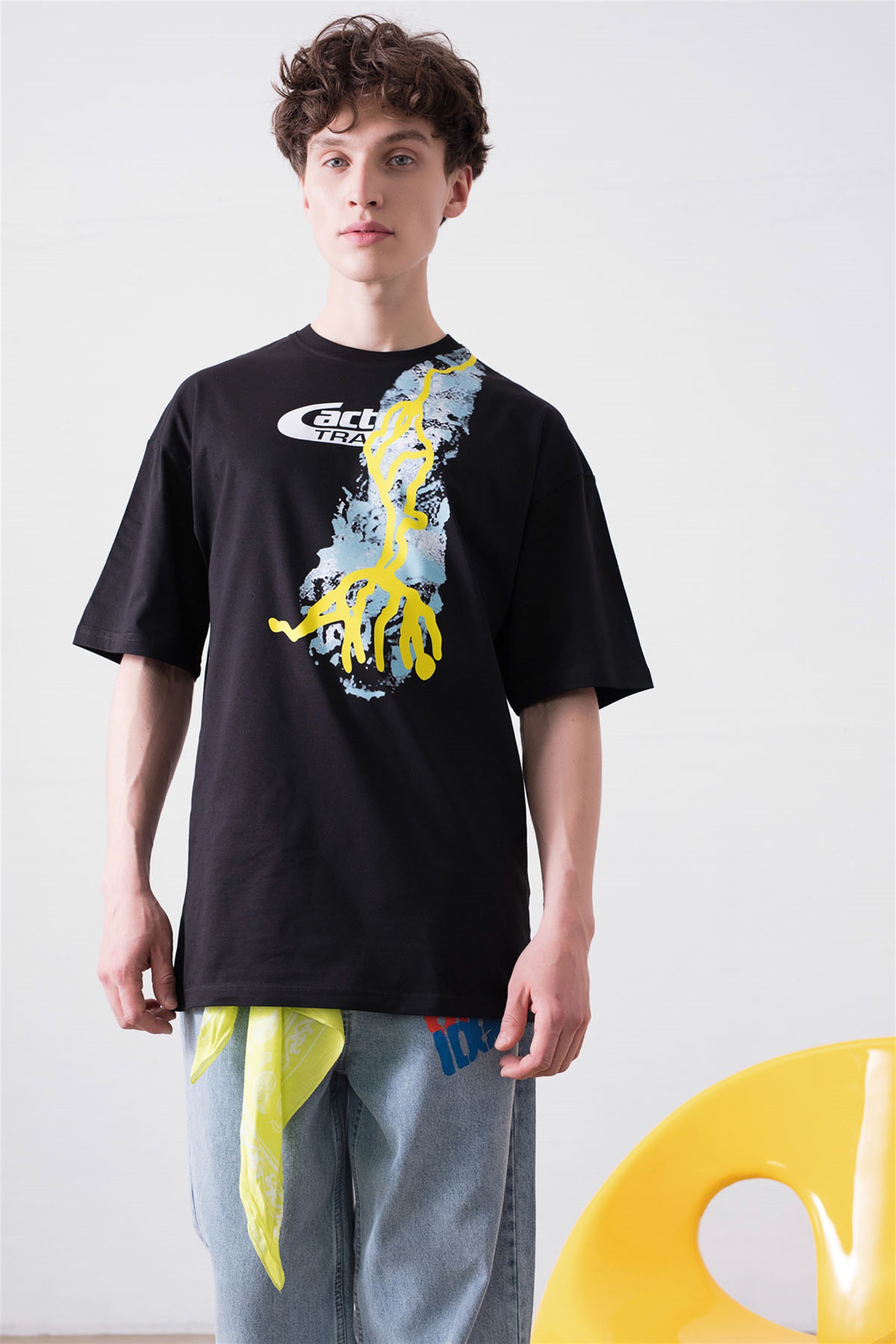 Trendiz Unisex Cactus Trails Siyah Tshirt