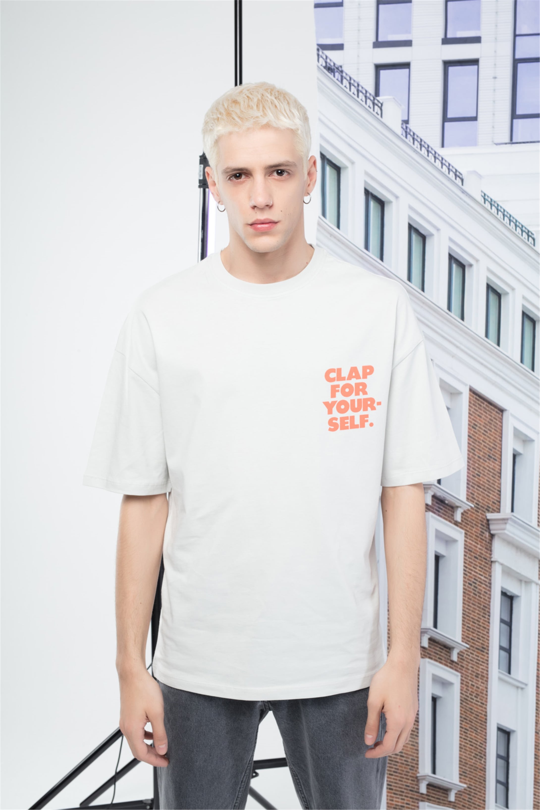 Trendiz Unisex Clap Tshirt Taş Rengi