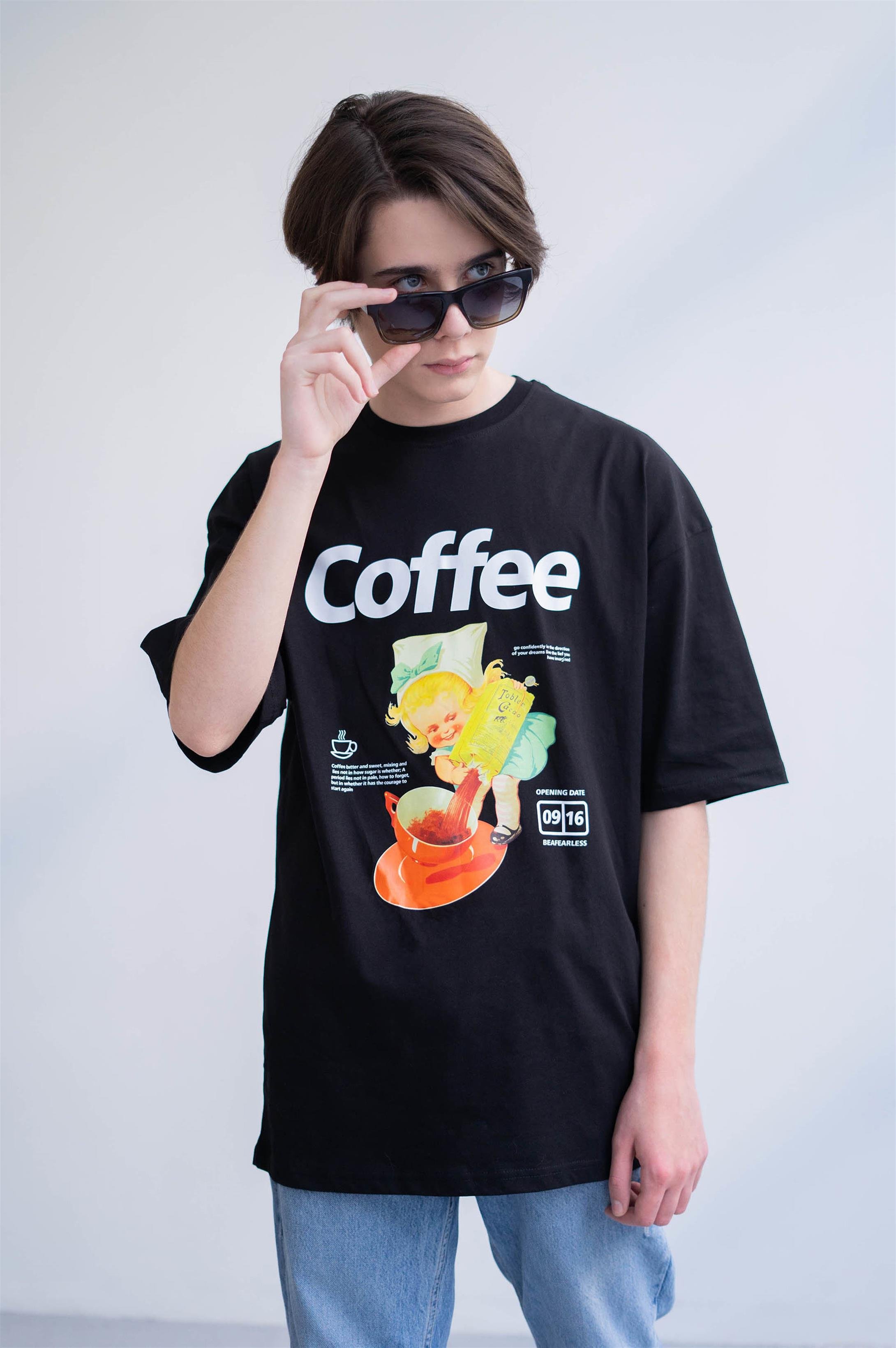 Trendiz Unisex Coffee Siyah Tshirt