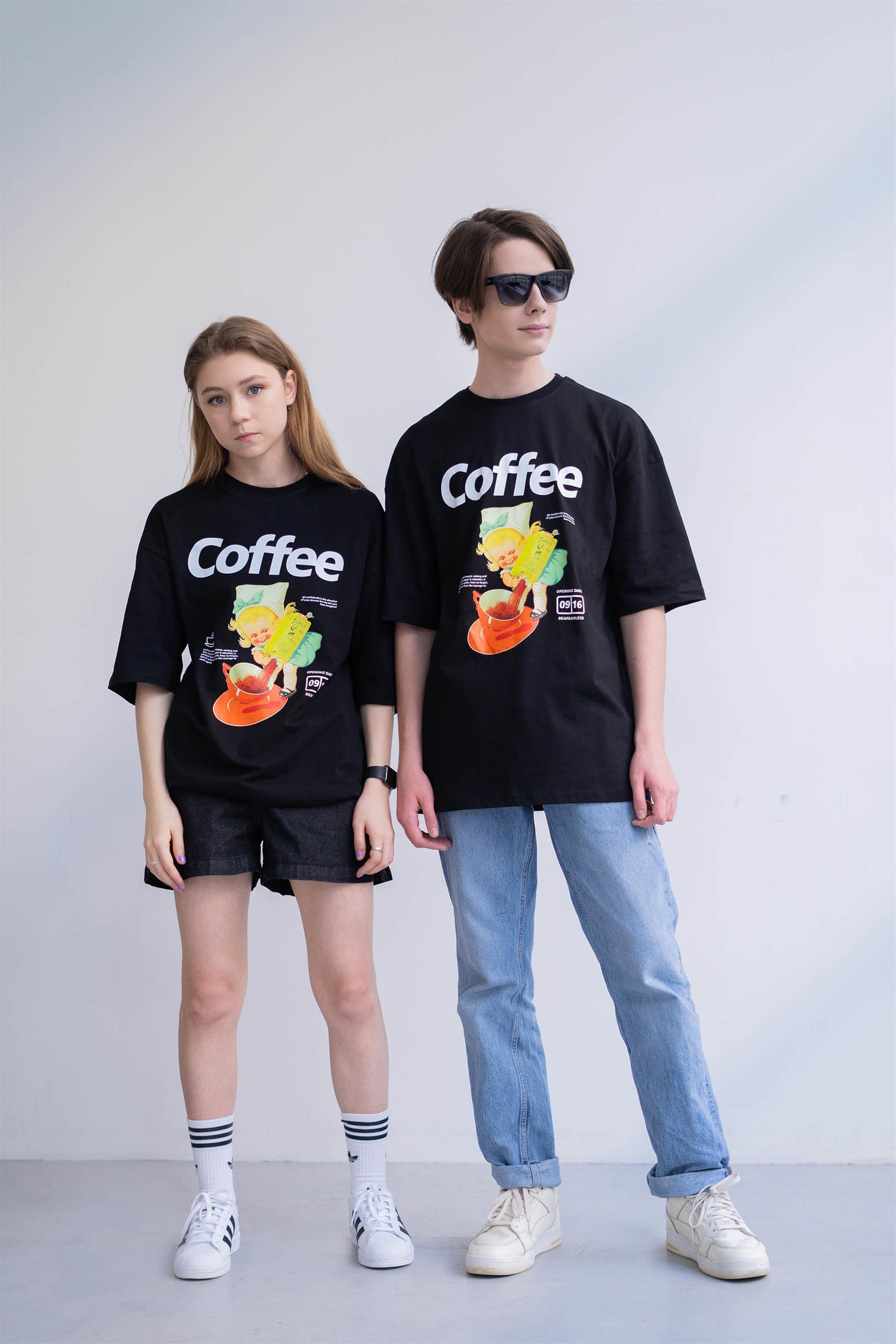 Trendiz Unisex Coffee Siyah Tshirt