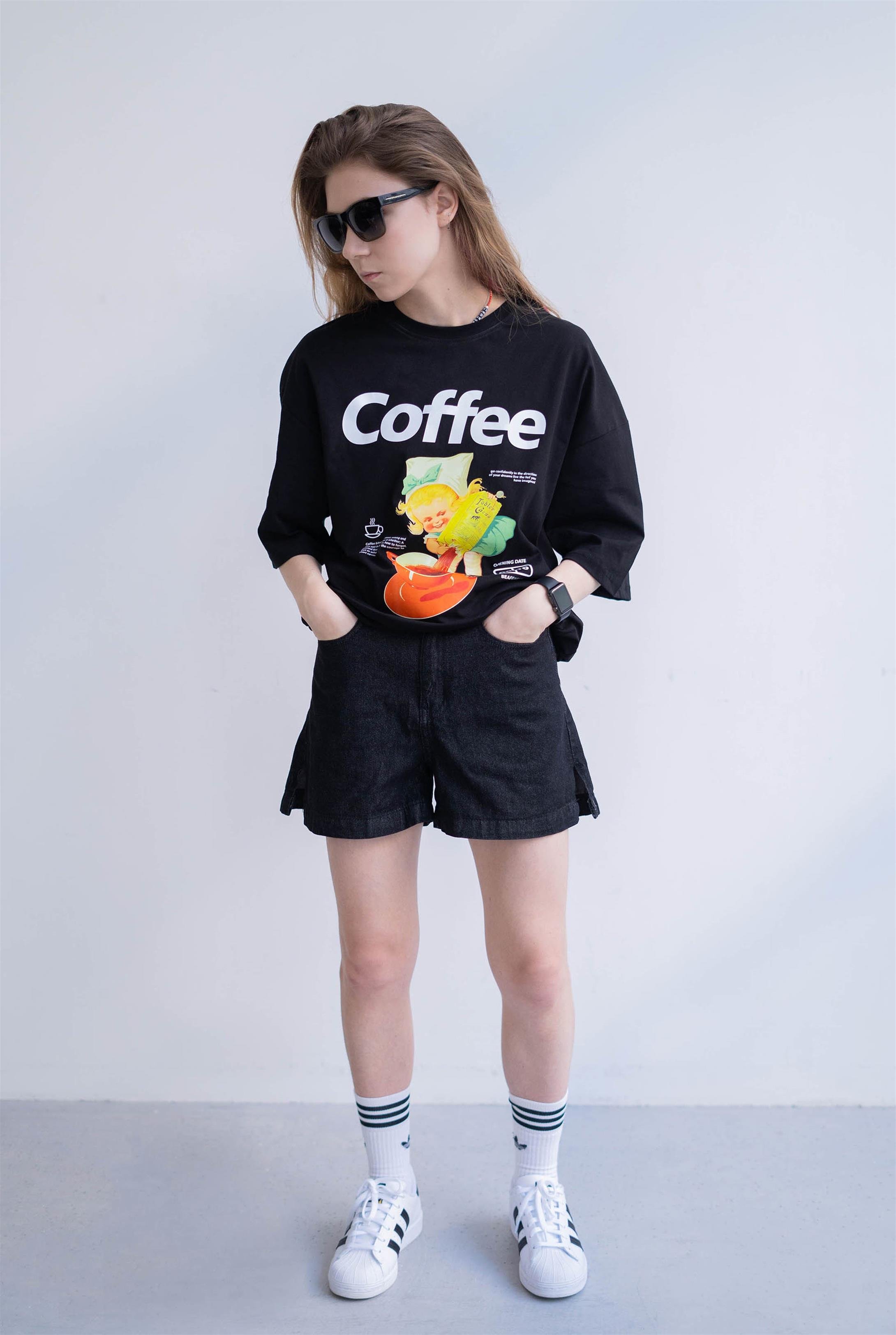 Trendiz Unisex Coffee Siyah Tshirt