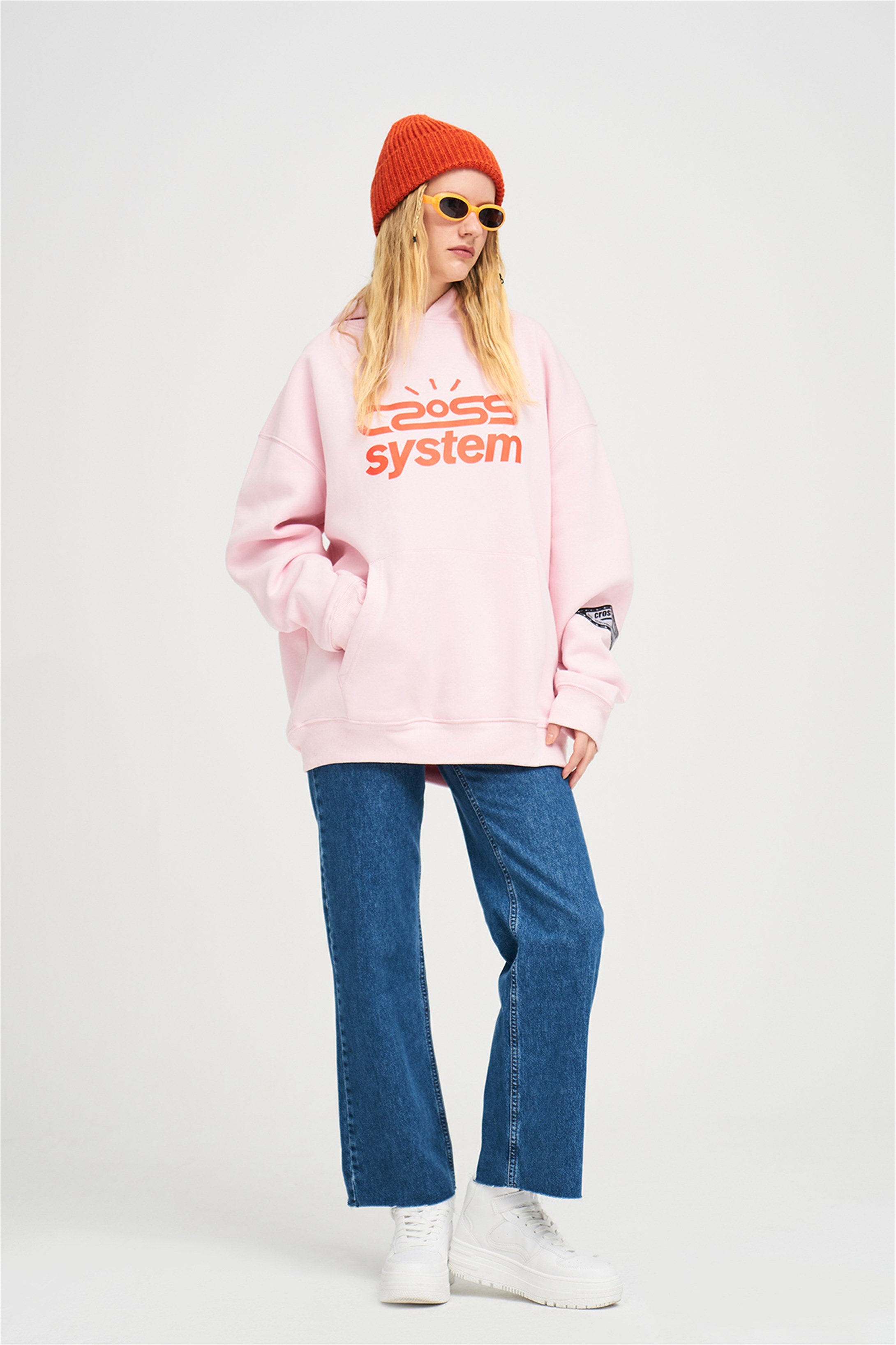 Trendiz Unisex Cross System Sweatshirt Pembe