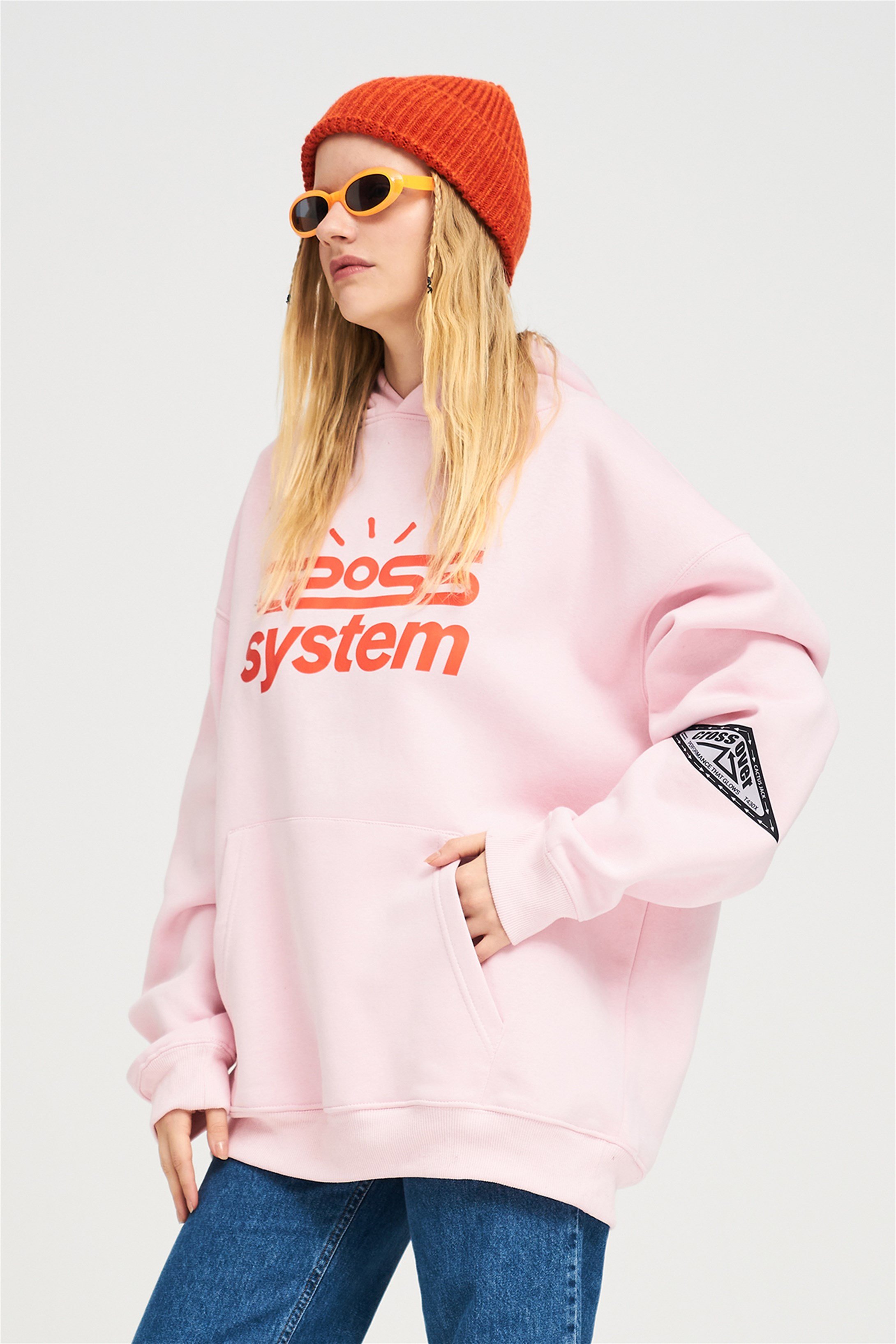 Trendiz Unisex Cross System Sweatshirt Pembe