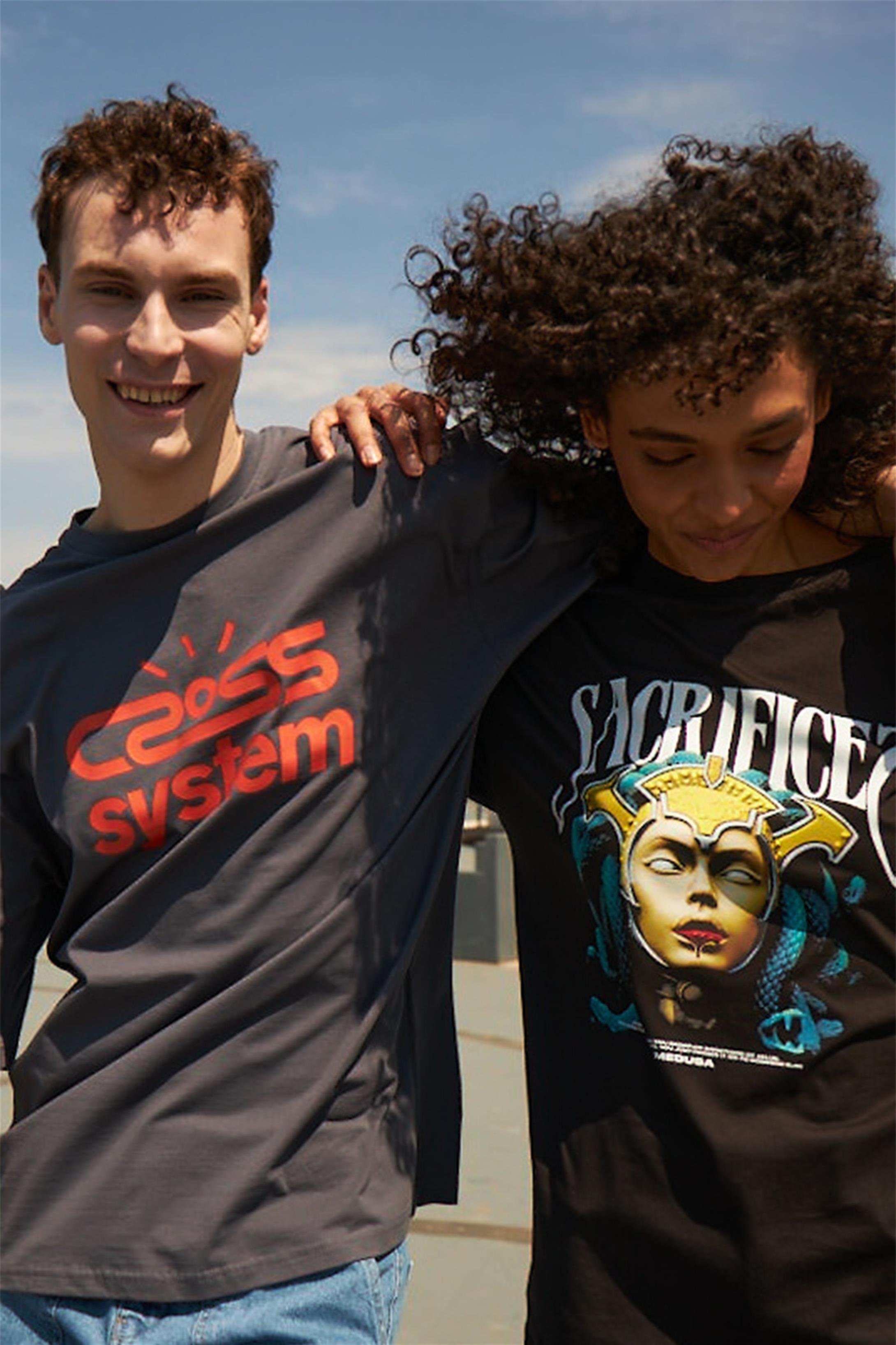 Trendiz Unisex Cross System Tshirt Antrasit