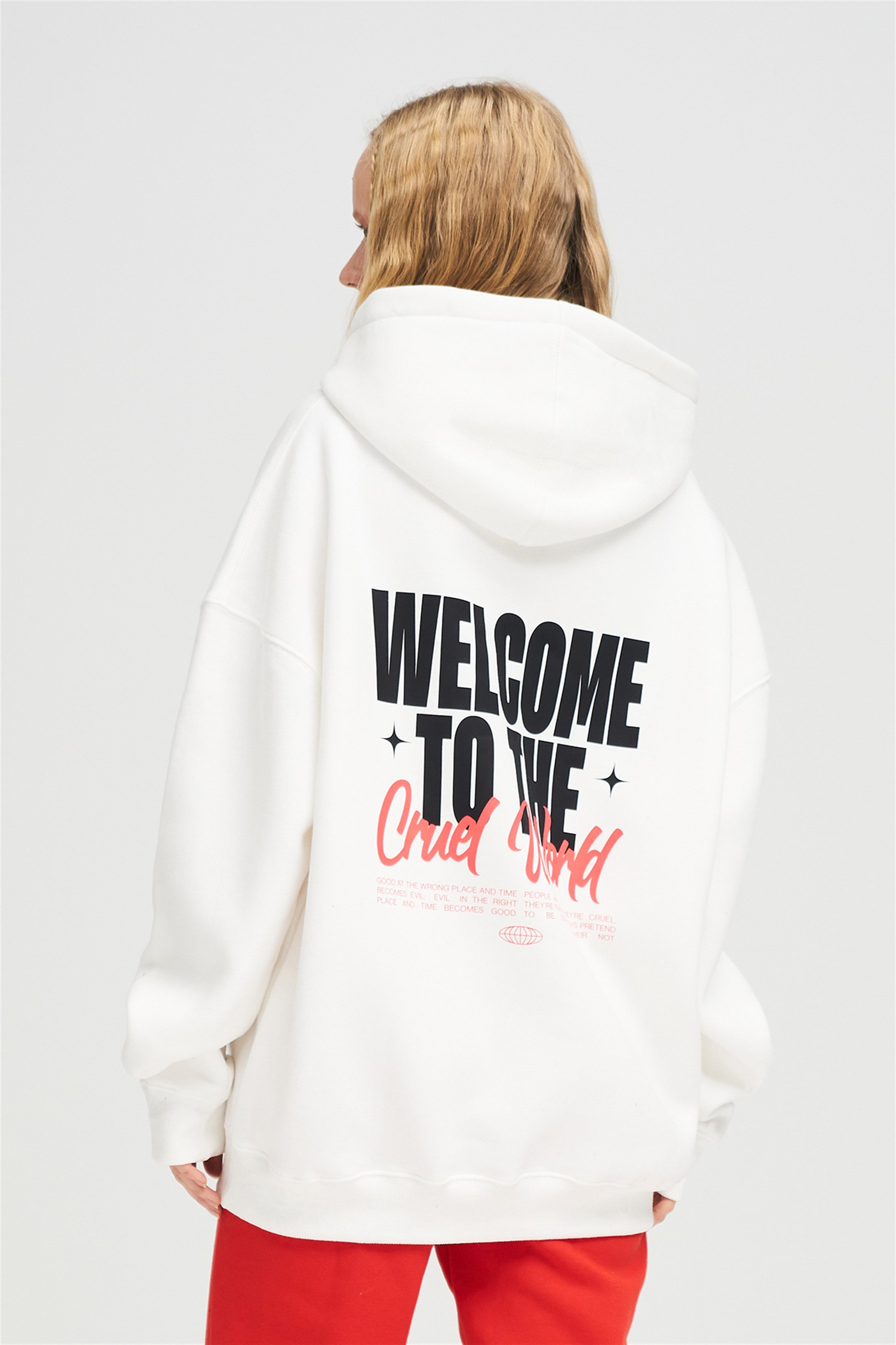 Trendiz Unisex Cruel World Sweatshirt Beyaz